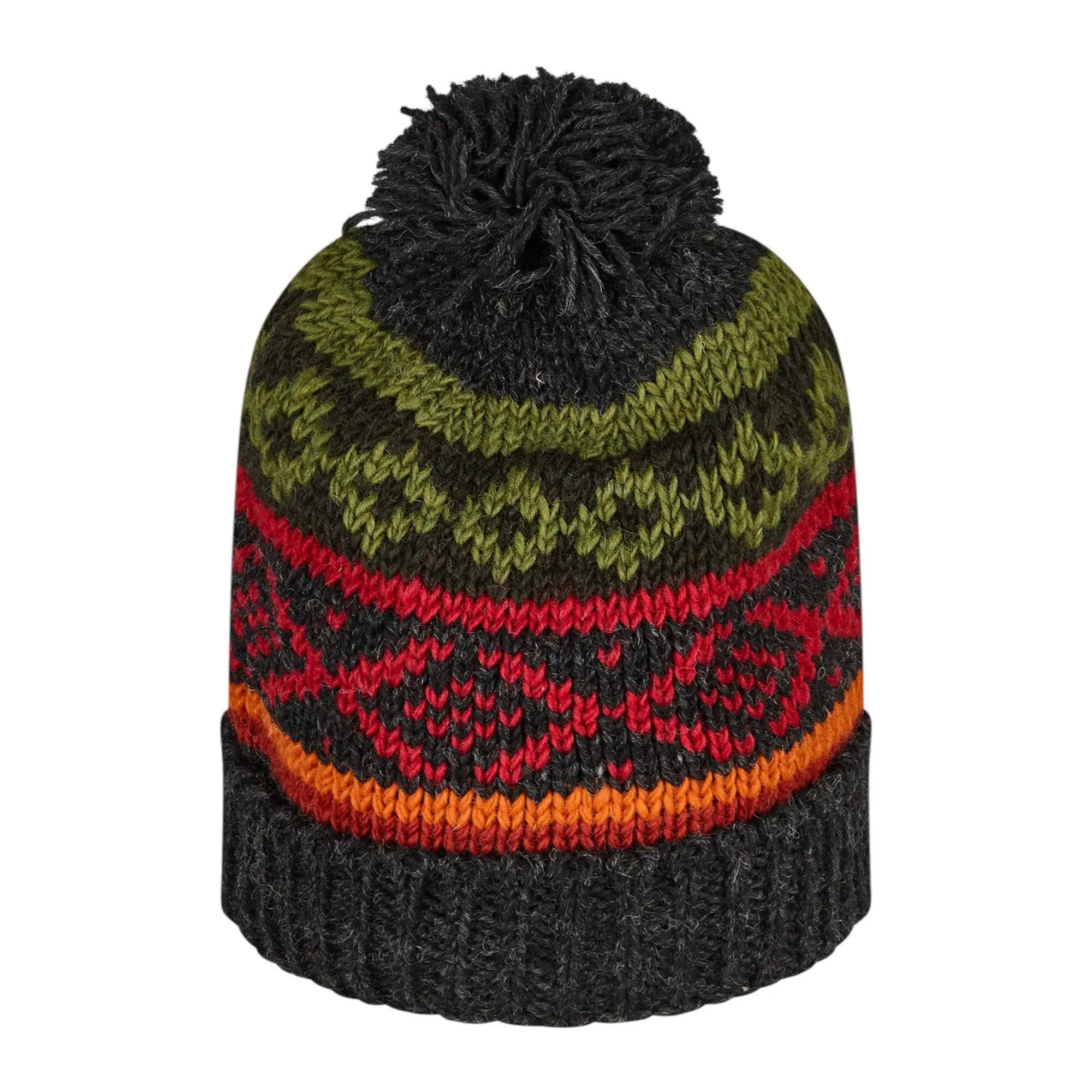 THC Natural Line Bommelmütze THC Schafwoll Pudelmütze 827 bunte Muster (1 Stück, 1-St., 1 Stück) Innenfutter: Fleece