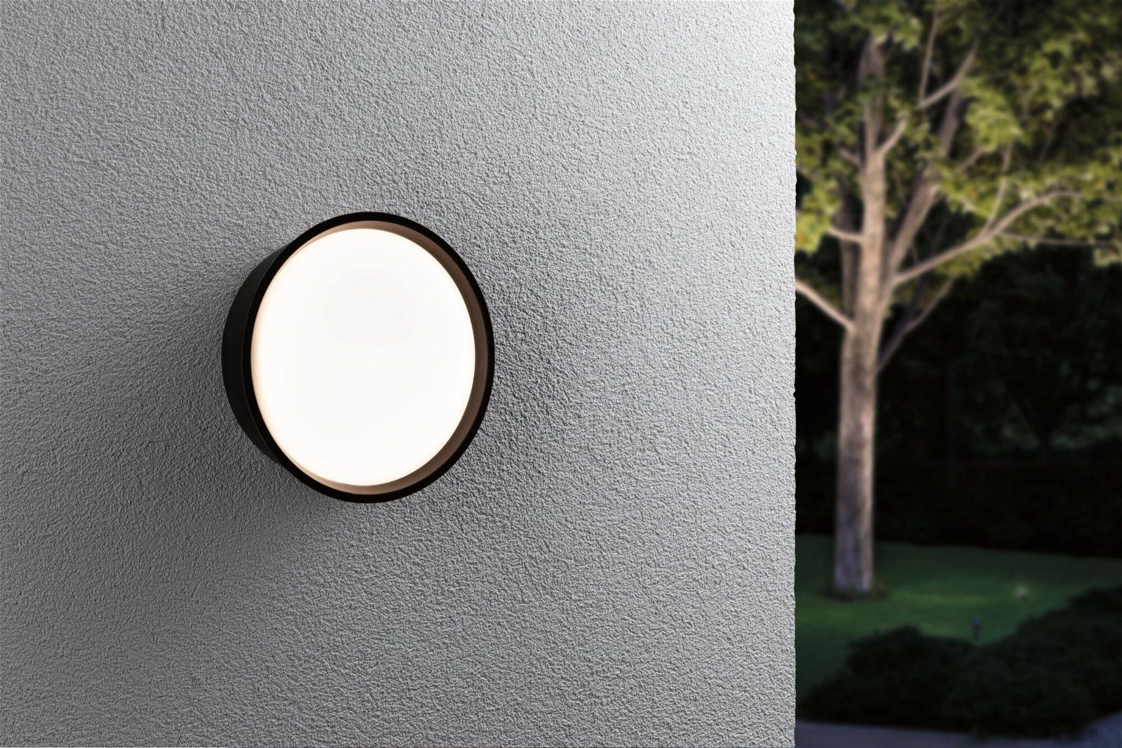 Paulmann LED Außen-Wandleuchte Platomo IP44 rund 180mm 3000K 14,5W 1200lm 230V Kunststoff, LED fest integriert, Warmweiß, seewasserresistent