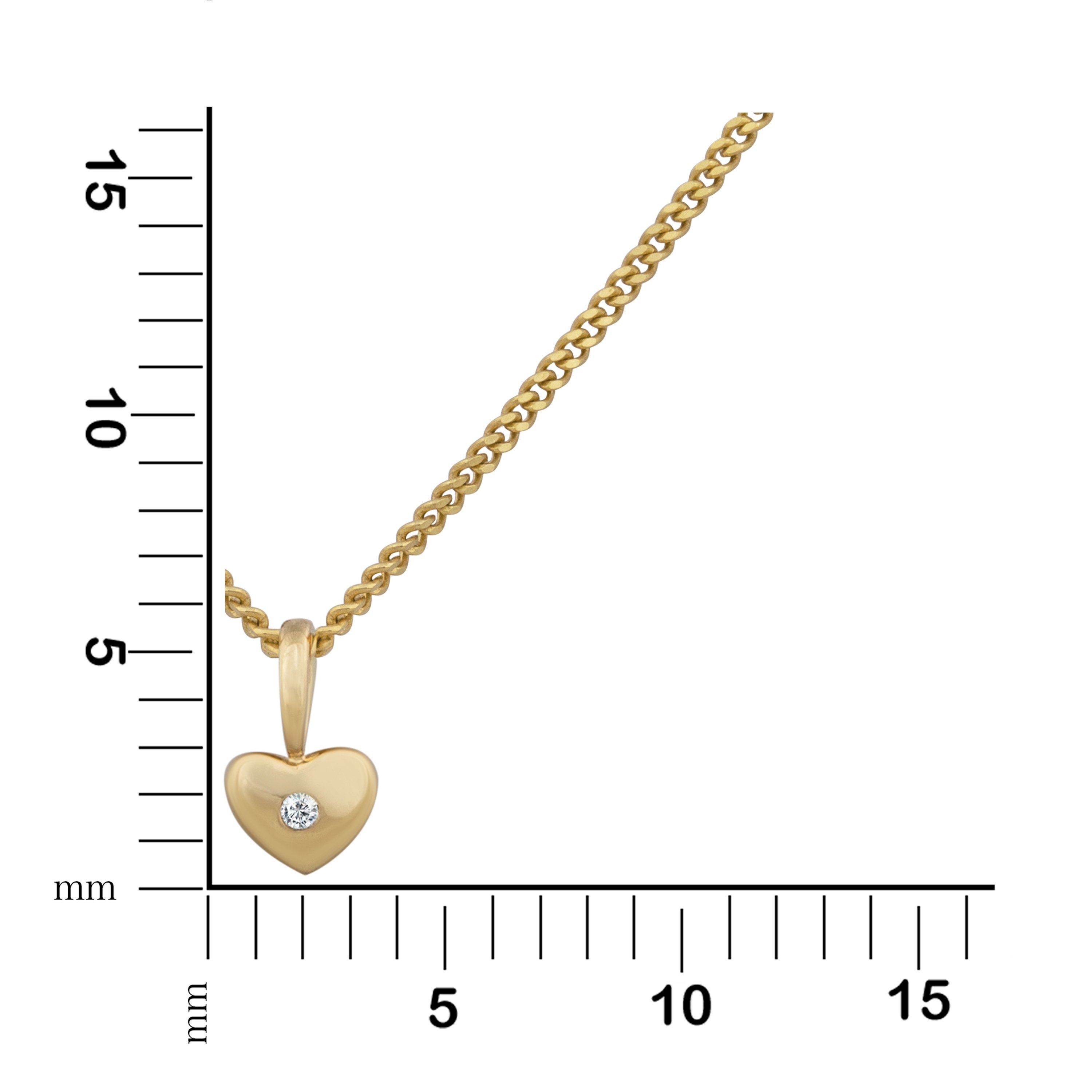 Brillant mit Herz Orolino 585 Anhänger natürlicher gelb Gold Kette