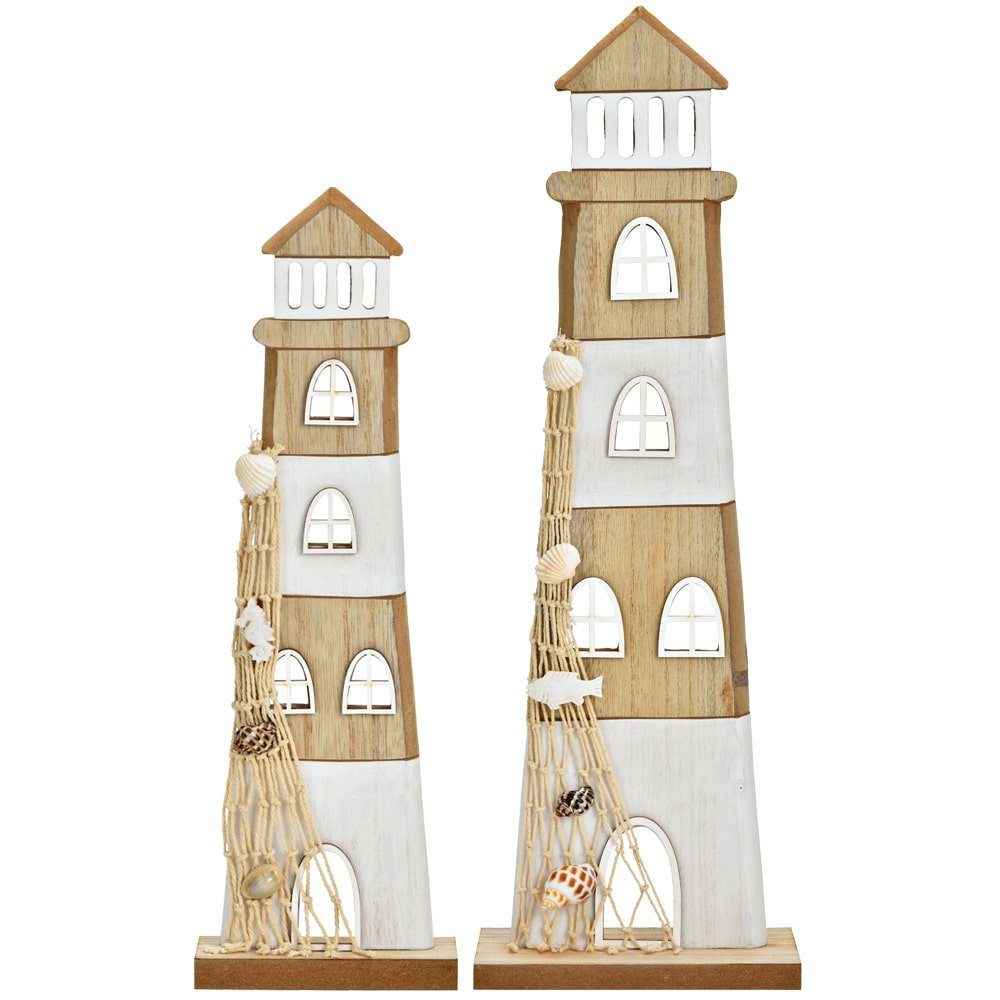 natur Holz & cm (1 Dekofigur St) Dekoaufsteller 10x30x4 Leuchtturm Aufsteller HOME HOBBY matches21