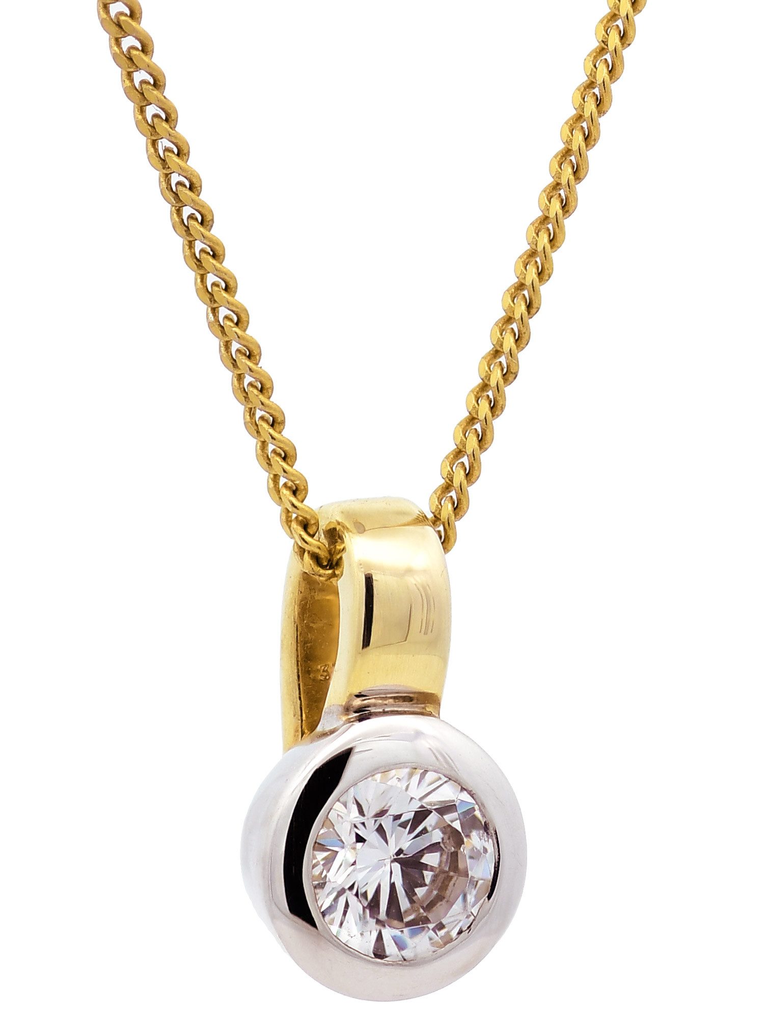 Kreuzanhänger Anhänger Zirkonia 333 Gold mit vergoldeter Silberkette 36 cm