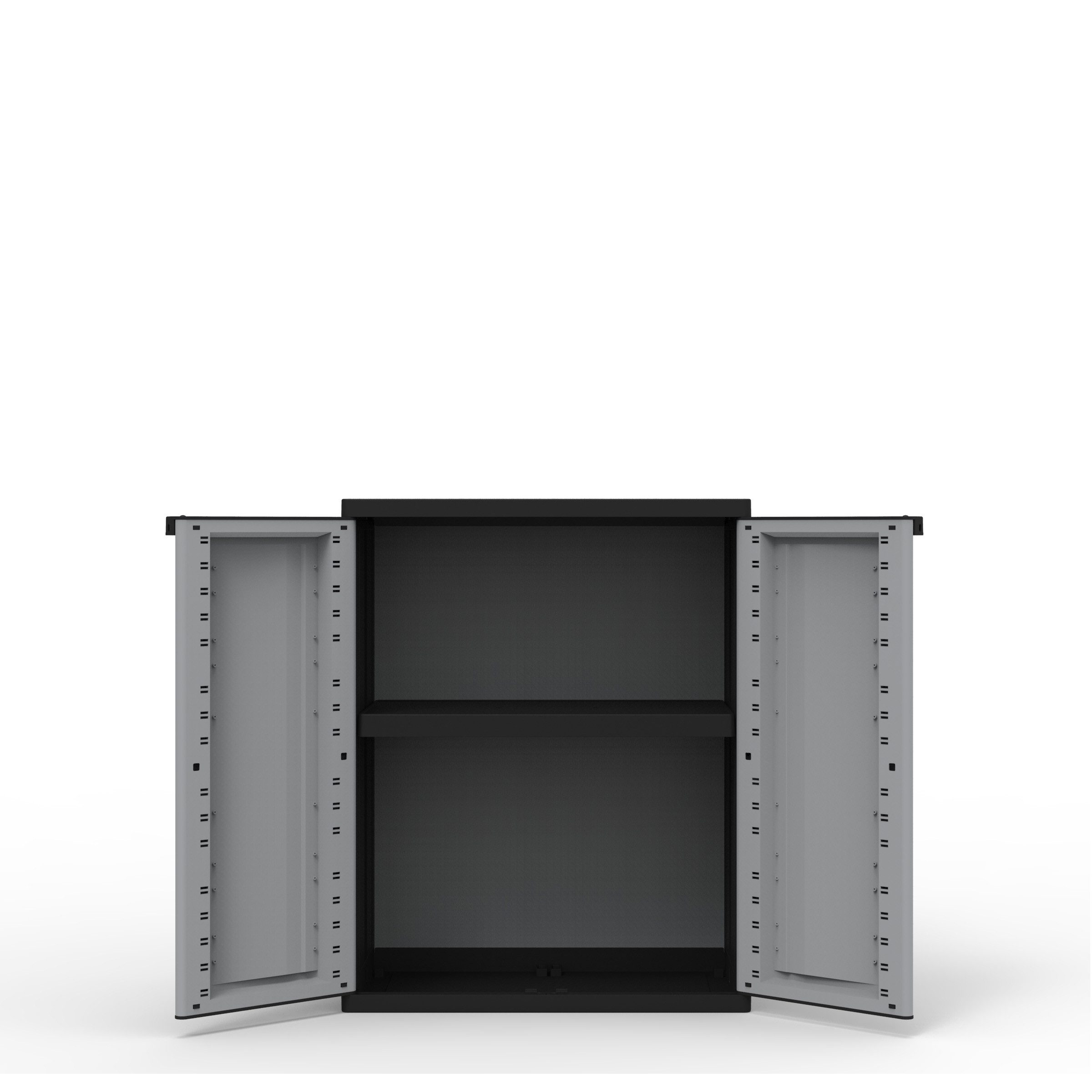 Kreher Mehrzweckschrank Kunststoffschrank 'J-Twist' in verschiedenen Größen (Schwarz/Grau)