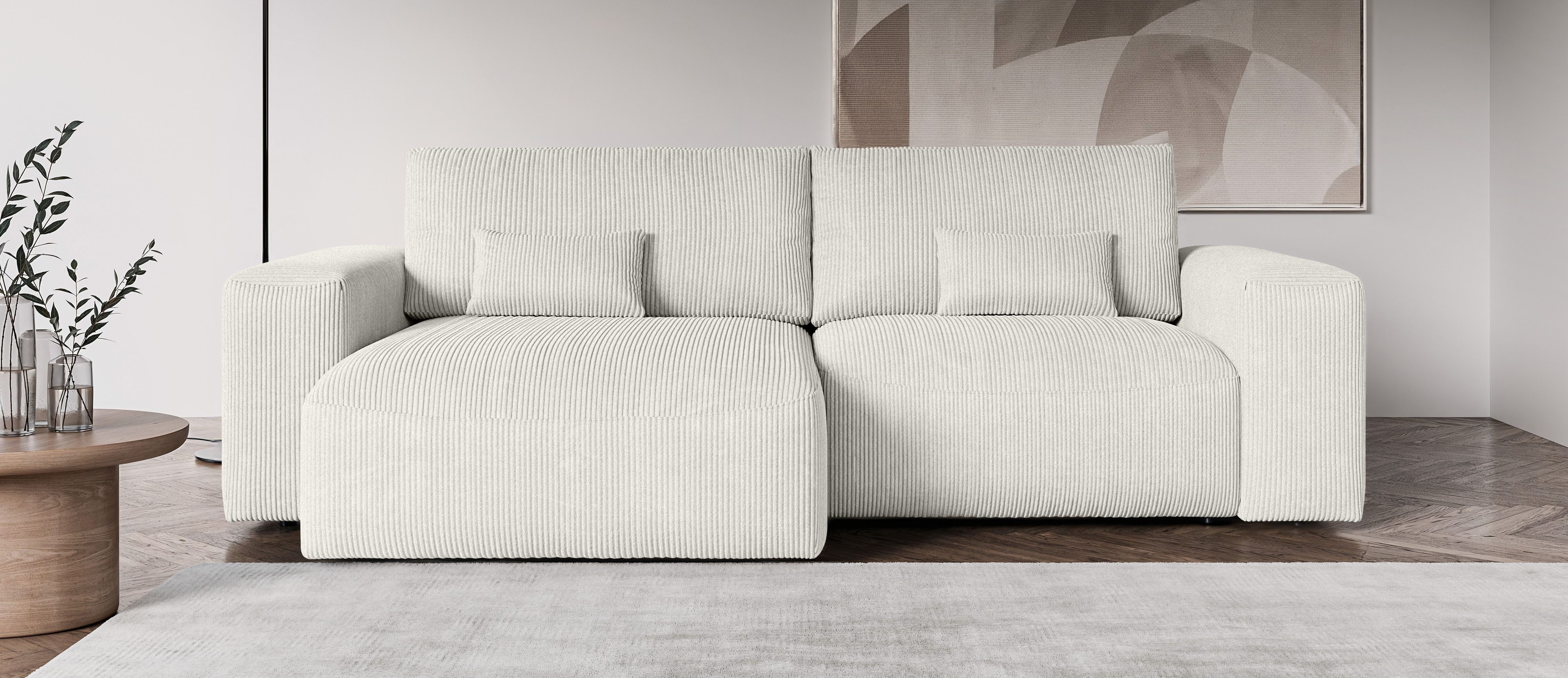 OTTO home Ecksofa MATTS Schlafsofa mit Bettkasten, Maße B/T/H: 265/159/89 cm, L-Form mit Recamiere rechts oder links, hoher Sitzkomfort