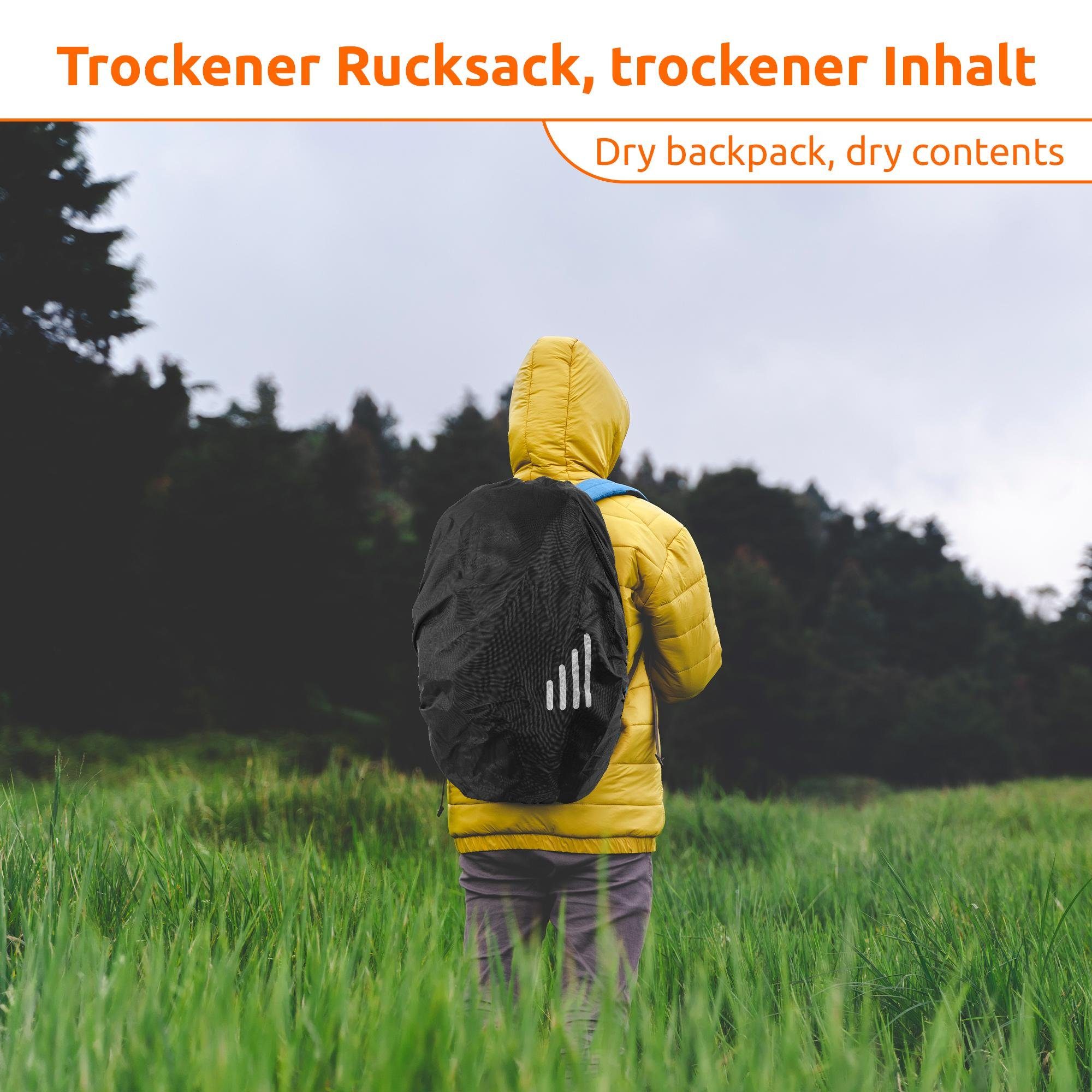 ECENCE Rucksack-Regenschutz 1x Regenschutz Rucksack 15-35L mit Schwarz günstig online kaufen