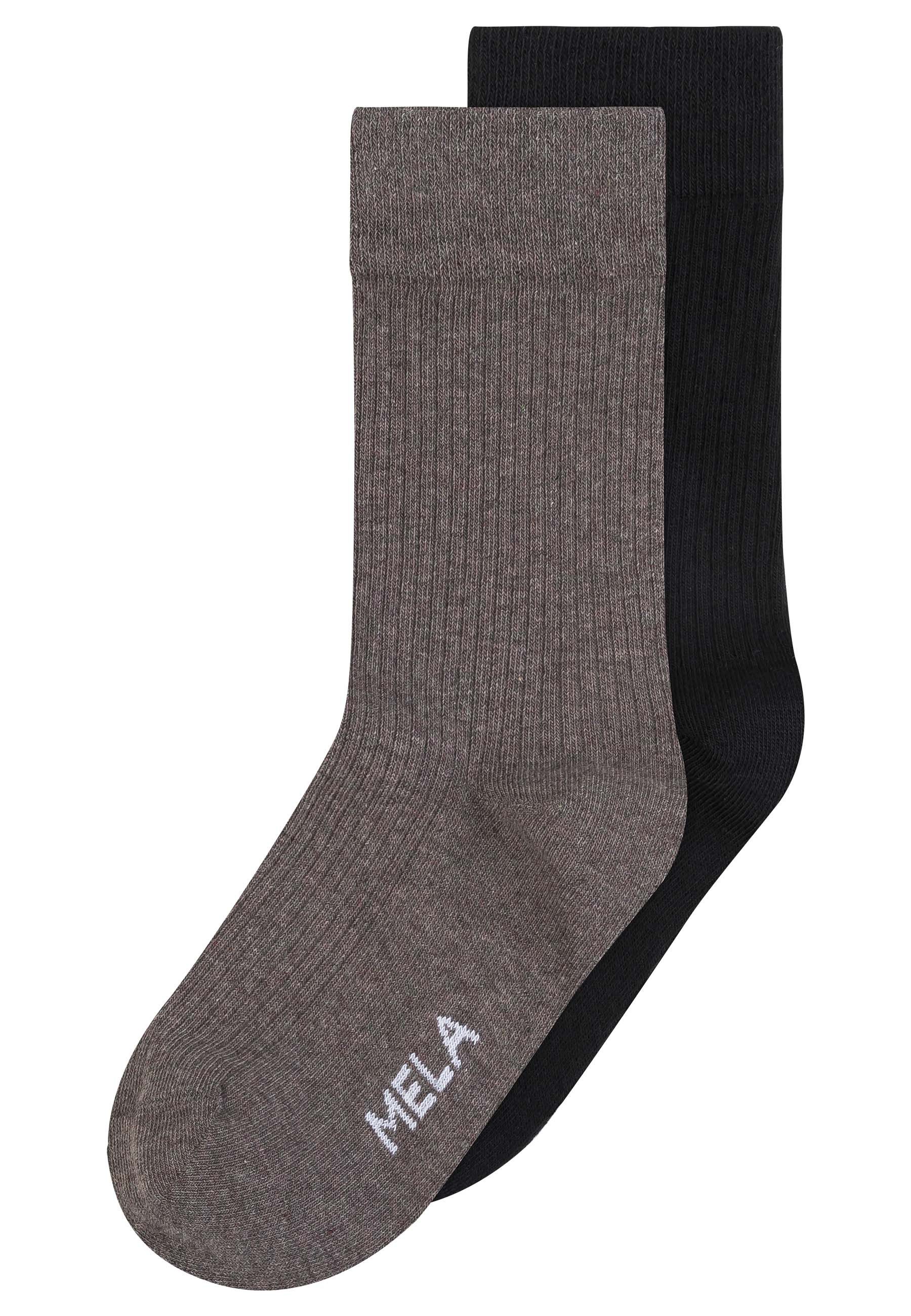 MELA Socken Gerippte Socken 2 Paare Frei von Polyester und Polyamid
