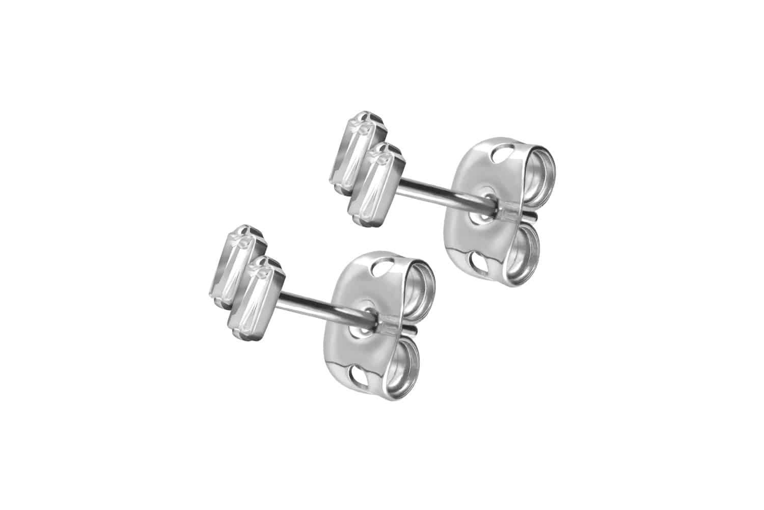 Paar Ohrstecker Titan Ohrstecker 2 EINGEFASSTE KRISTALLRECHTECKE