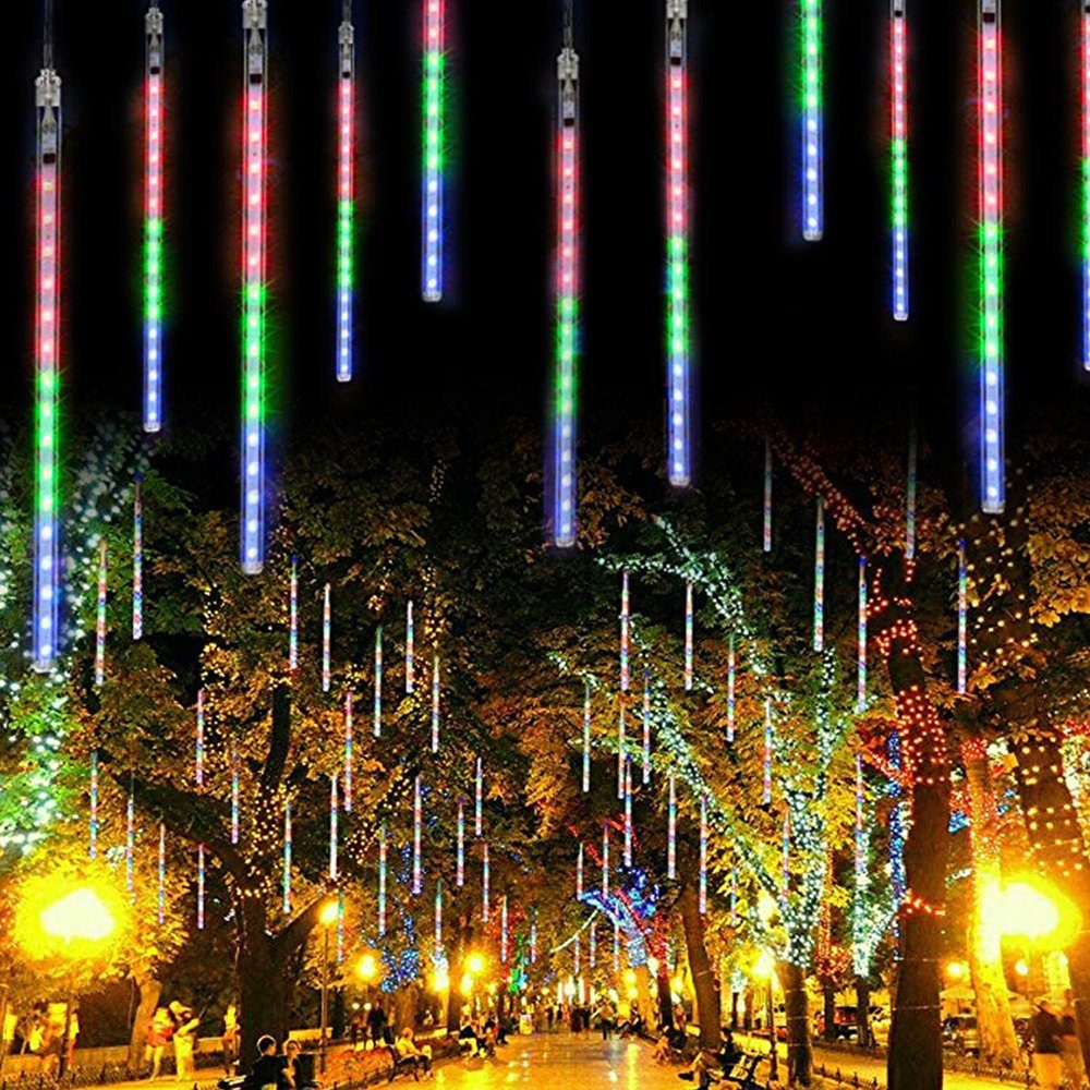 Sunicol LED-Lichterkette Multicolor Meteorschauer Lichterregen,50cm,Weihnachtsdeko, Lichterkette LED Wasserdichte