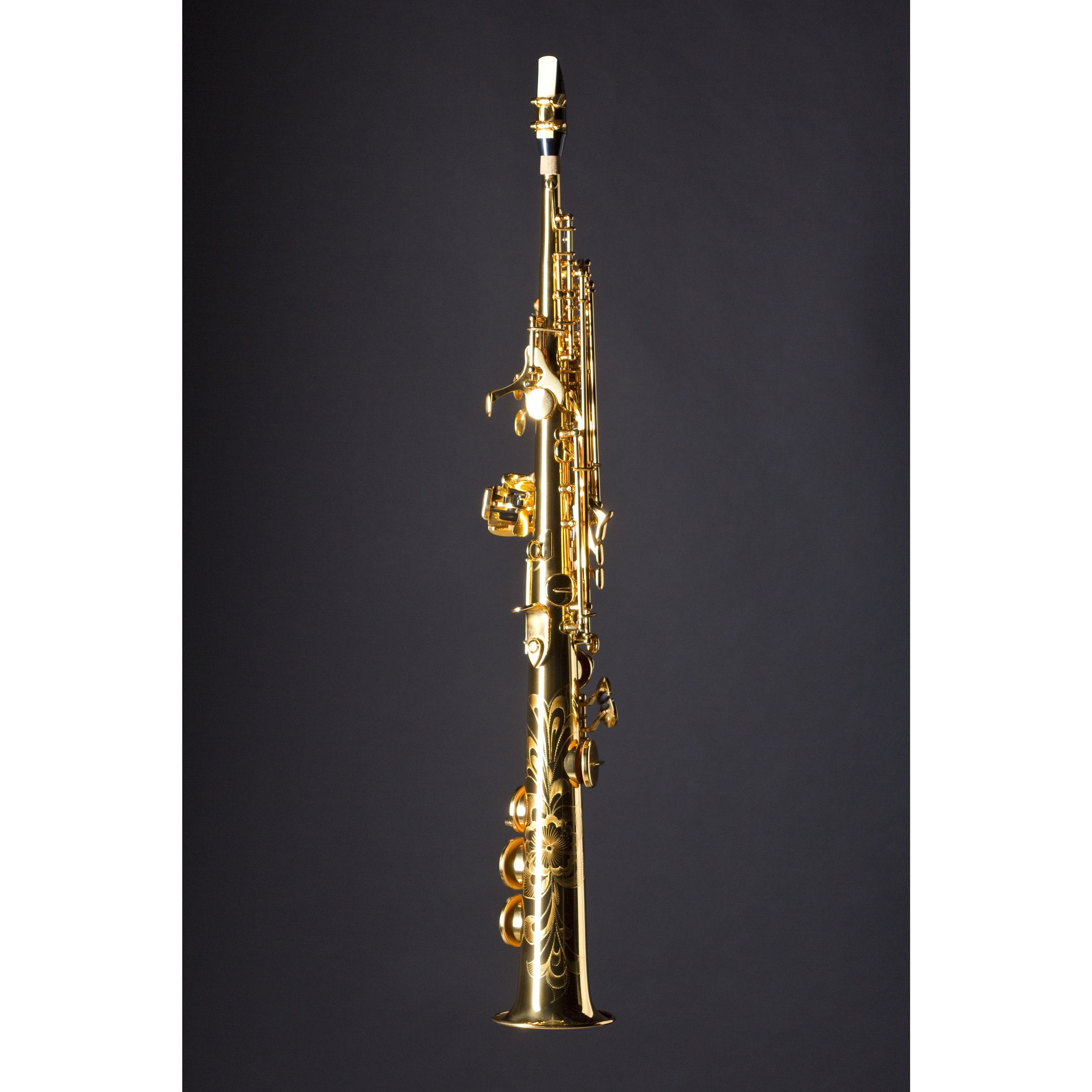 Monzani Saxophon, MZSS-333 Sopran Saxophon Gerade Bauweise Goldlack-Finish Messing-Mechanik Hoch-Fis und Hoch-G-Klappe inklusive Mundstück und Leichtkoffer Ideal für Jugendorchester und Zweitinstrument, Saxophone, Sopran Saxophone, MZSS-333 Sopran Saxophon, Goldlack-Finish, Messing-Mechanik