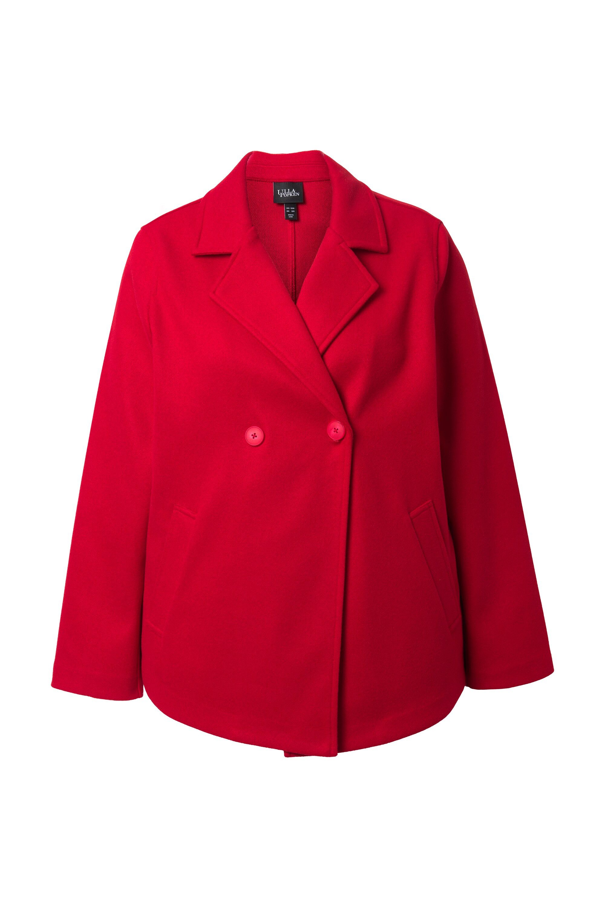 Ulla Popken Sommerjacke Fleece-Cabanjacke A-Linie Reverskragen Langarm – Bild 2 von 4