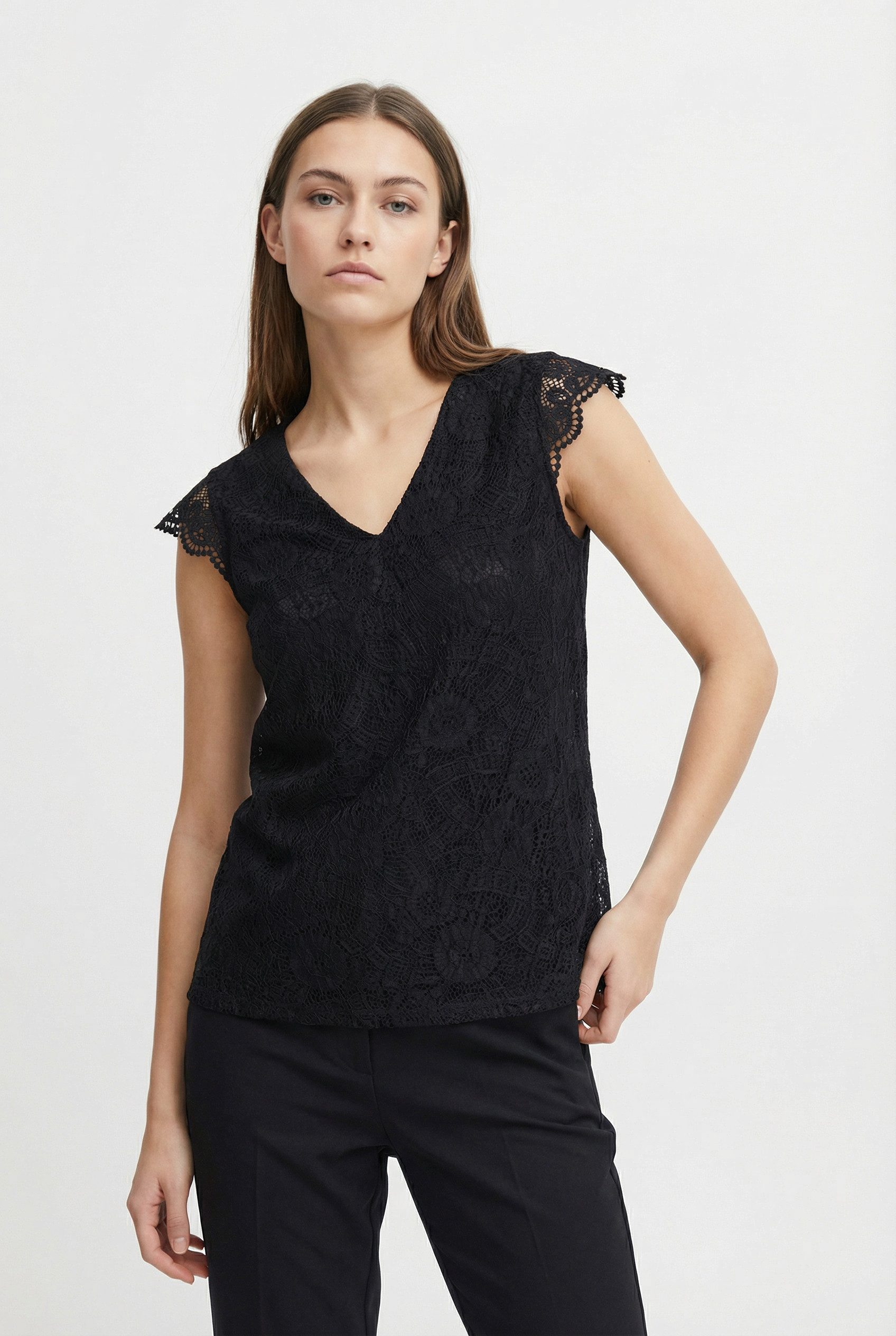pieces Spitzentop PCOLLINE SL LACE V-NECK TOP WVN NOOS günstig online kaufen