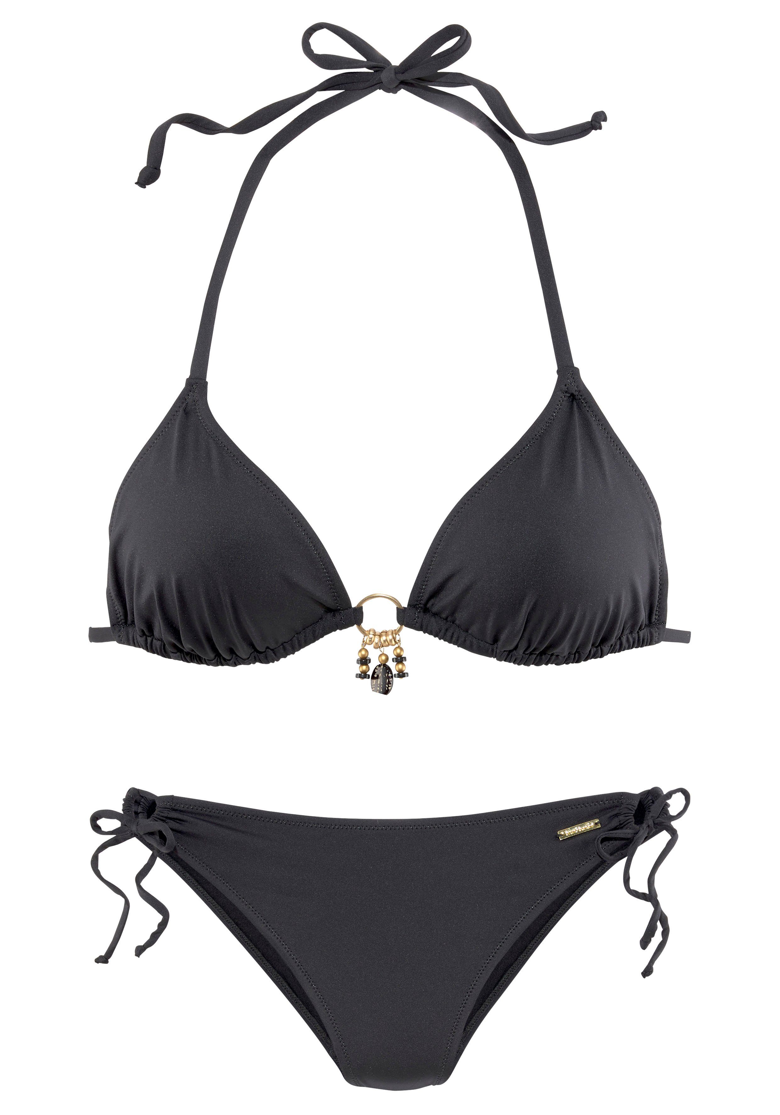 Bruno Banani Triangel-Bikini mit gold-schwarzenen Accessories günstig online kaufen