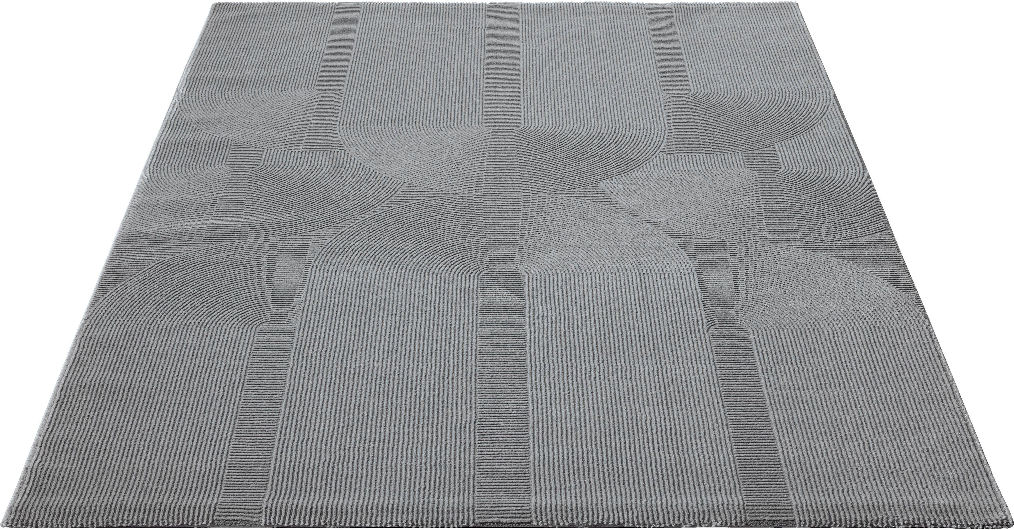 Teppich Sign 1904, merinos, rechteckig, Höhe: 12 mm, Hoch Tief Struktur,  Geometrisch, 100% recyceltem Polyester, Wohnzimmer