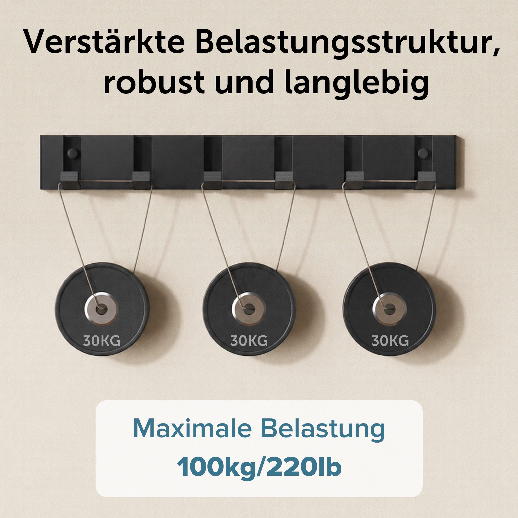 doporro Garderobenleiste Wandgarderobe Garderobenhaken aus Alu mit 4/6 Haken Kleben/Bohren, 4/6 faltbare Haken