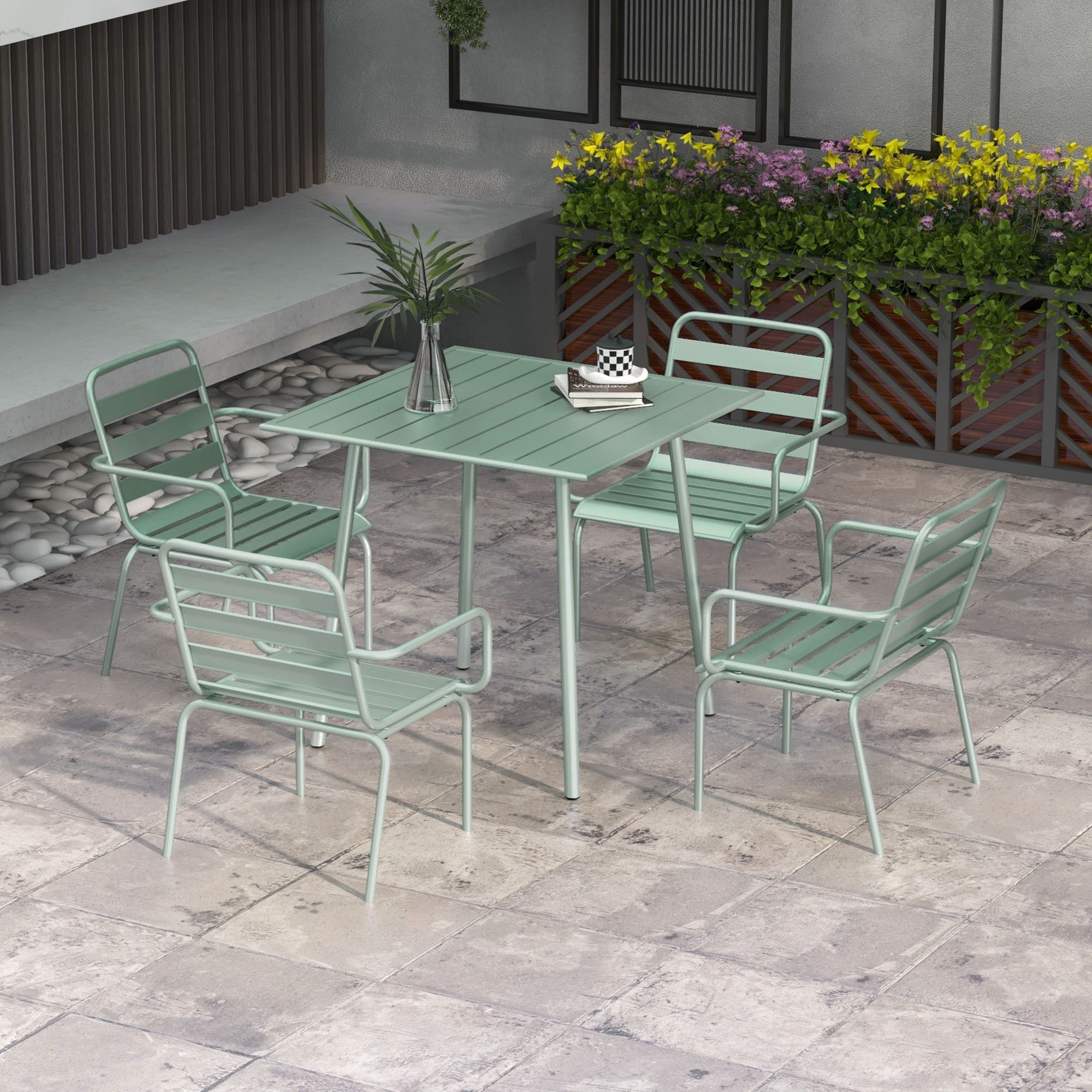 Outsunny Garten-Essgruppe Sitzgruppe mit 1 Esstisch, günstig online kaufen