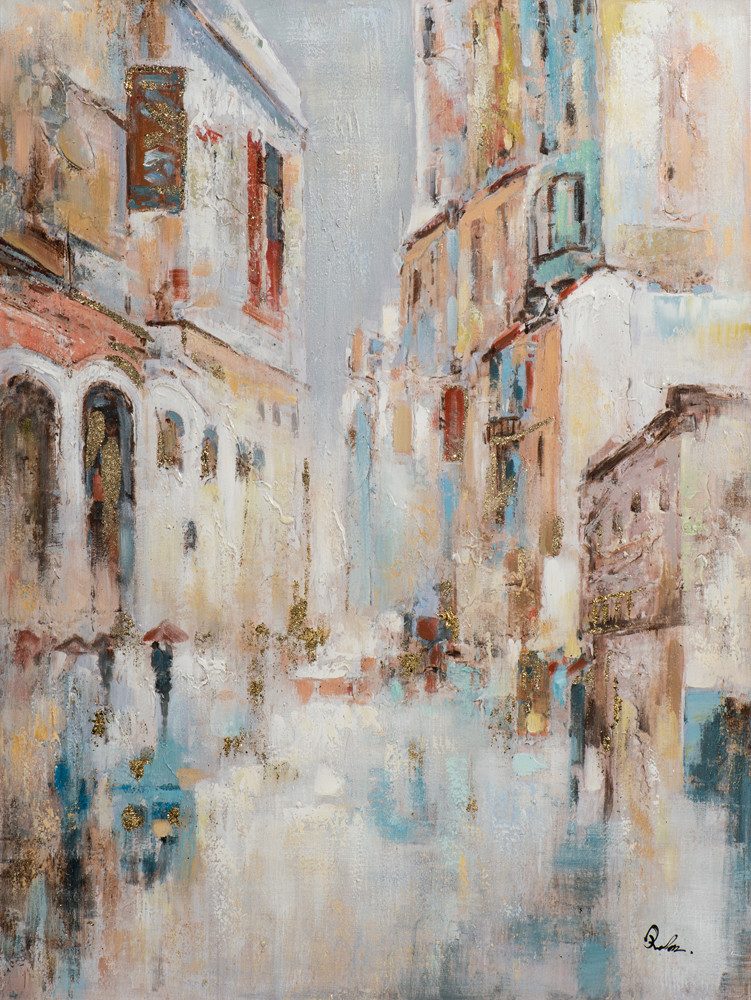 ArtUniverse Gemälde Leinwandbild Stadtbummel 90 x 120 cm, Städtemotiv