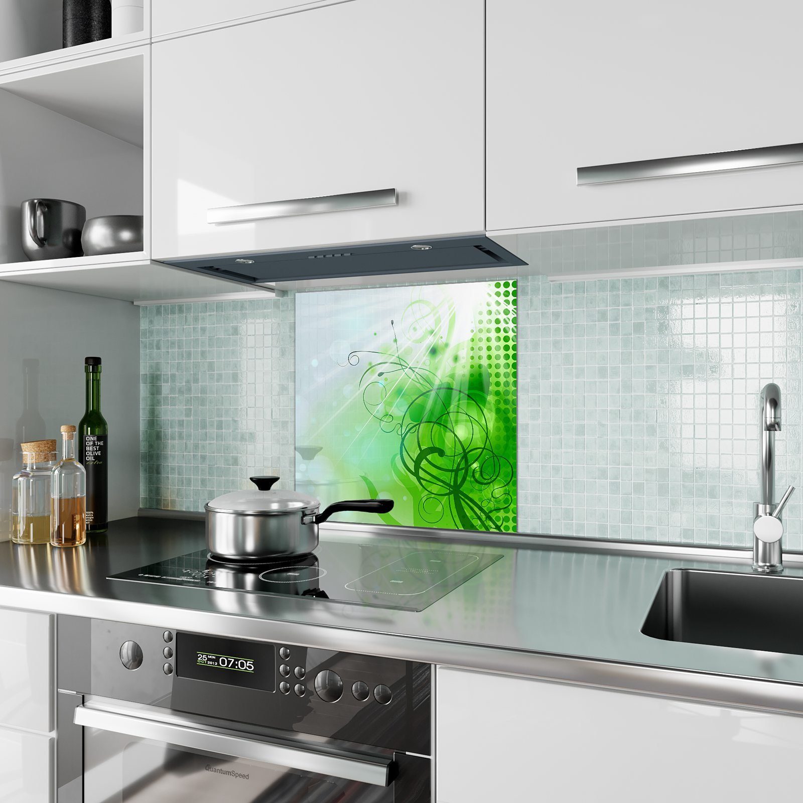 Primedeco Küchenrückwand Spritzschutz Glas Verschiedene Texturen