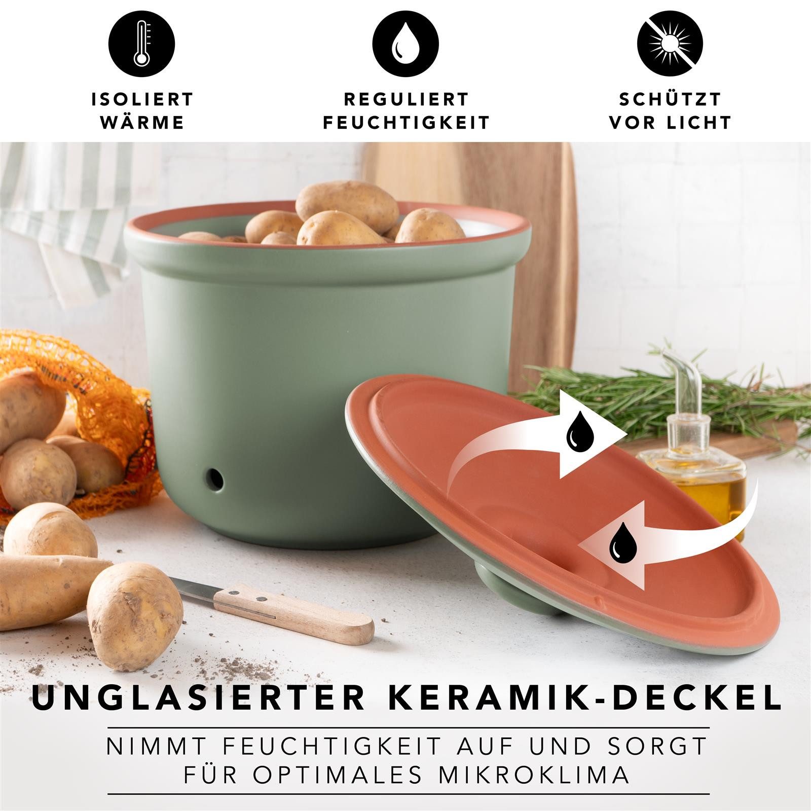 RÖMERTOPF Vorratsdose Frische-Topf MAXI PLUS - Kartoffeln Aufbewahrung 5,5 Liter, Keramik, (Frischetopf & Deckel)