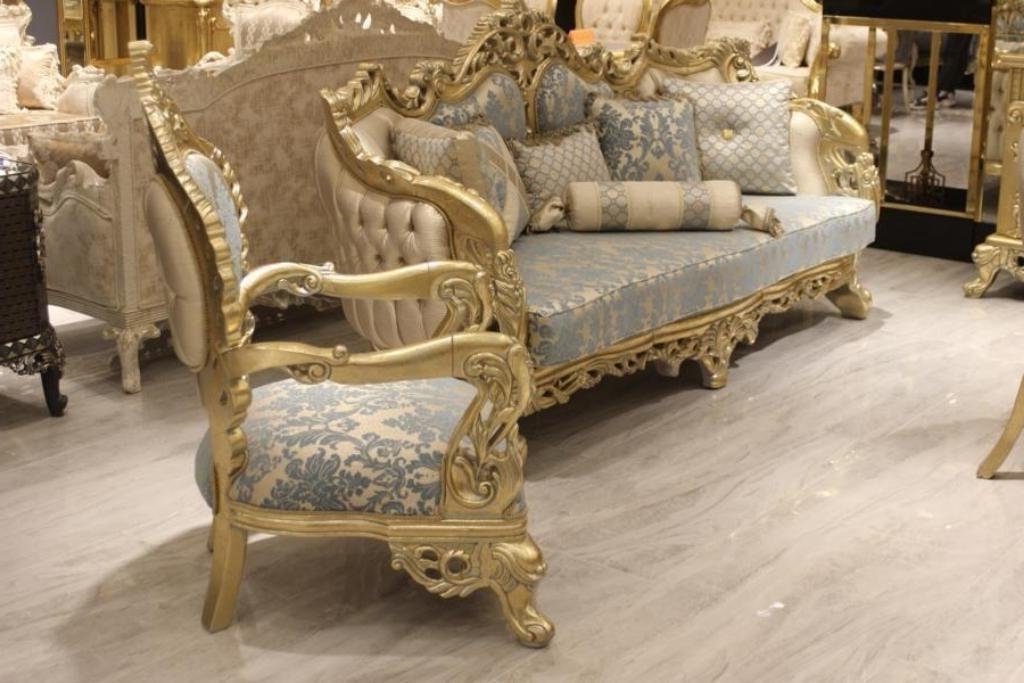Polstergarnitur Traditionelle Sofa-Set 3+3+1 Chesterfield Chillstuhl Sofas