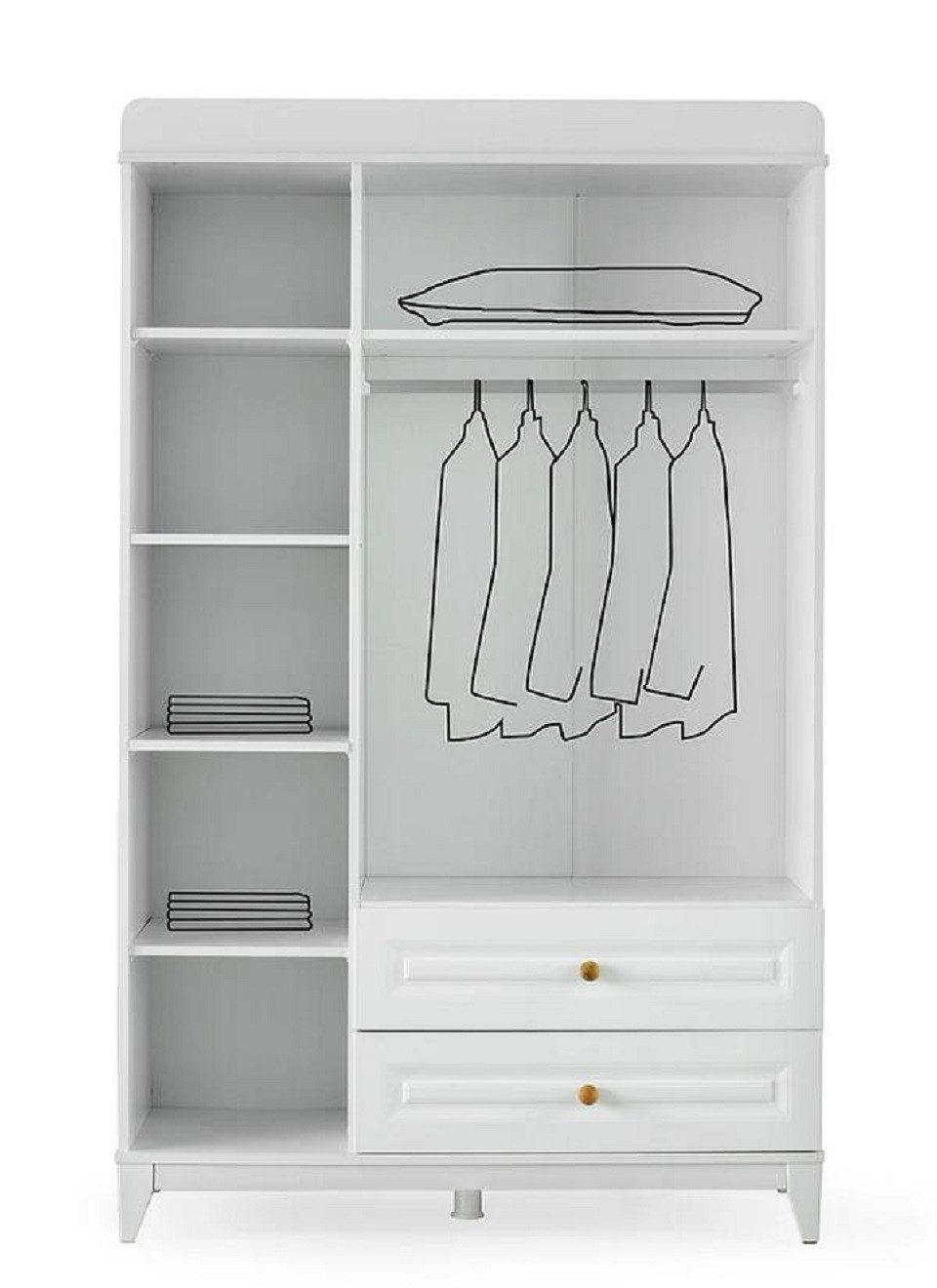 JVmoebel Kleiderschrank Weißer Hochglanz-Kleiderschrank für Kinderzimmer mit Stauraum (1-St., Kleiderschrank) Made in Europa