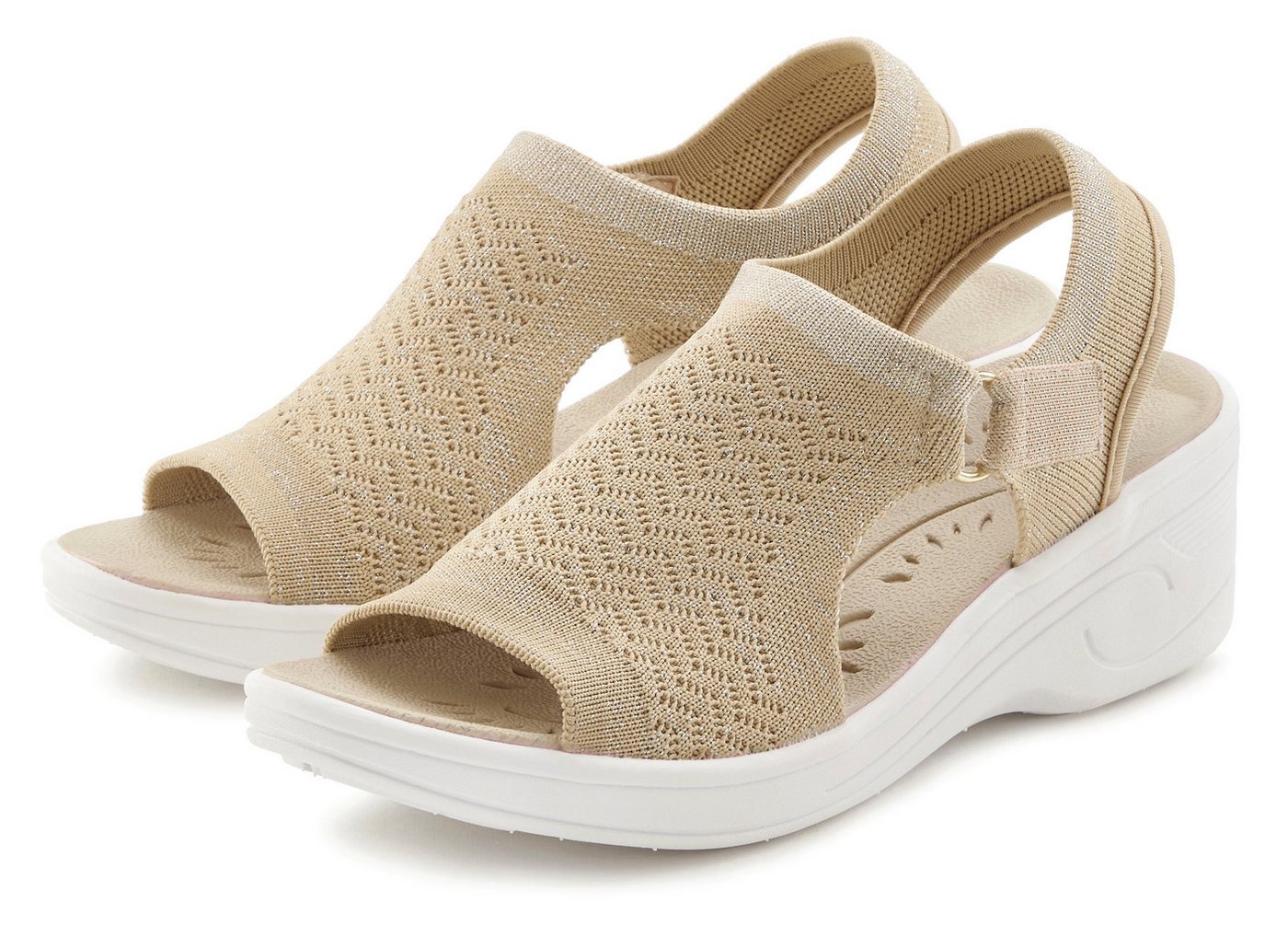 Vivance by Lascana Sandale, Sommerschuh, offener Schuh, Keilsandalette, Sandalette NEU mit Keilabsatz und Klettverschluss VEGAN