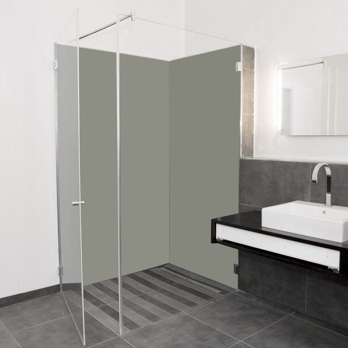 AYLO Duschrückwand, (inklusive Montagekleber, kratzfest, farbstabil, wärmeverformbar, langlebig und formbeständig), aus ABS und PMMA speziell für den Sanitärbereich hergestellt