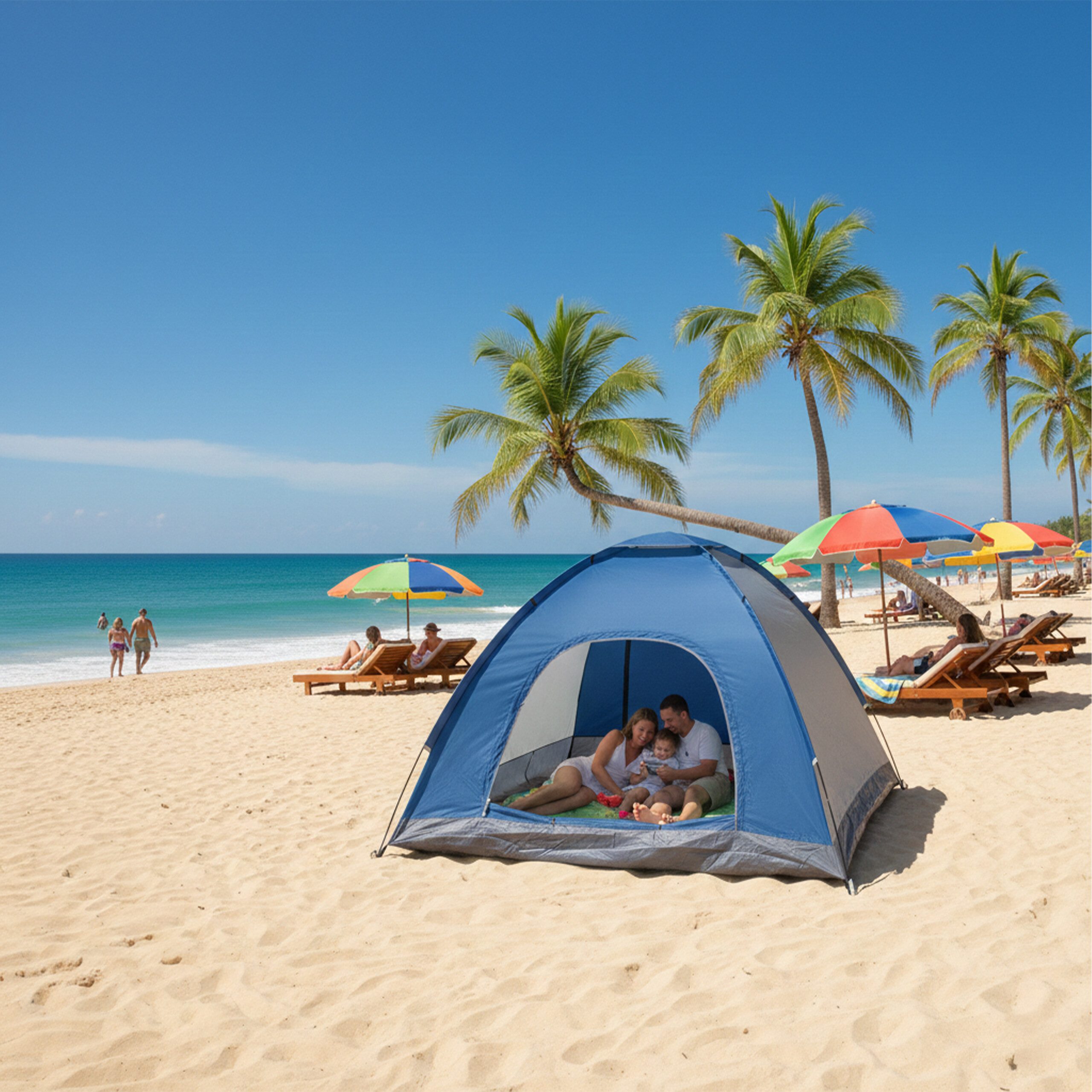 relaxdays Wurfzelt Pop Up Zelt Strand, anthrazit-blau
