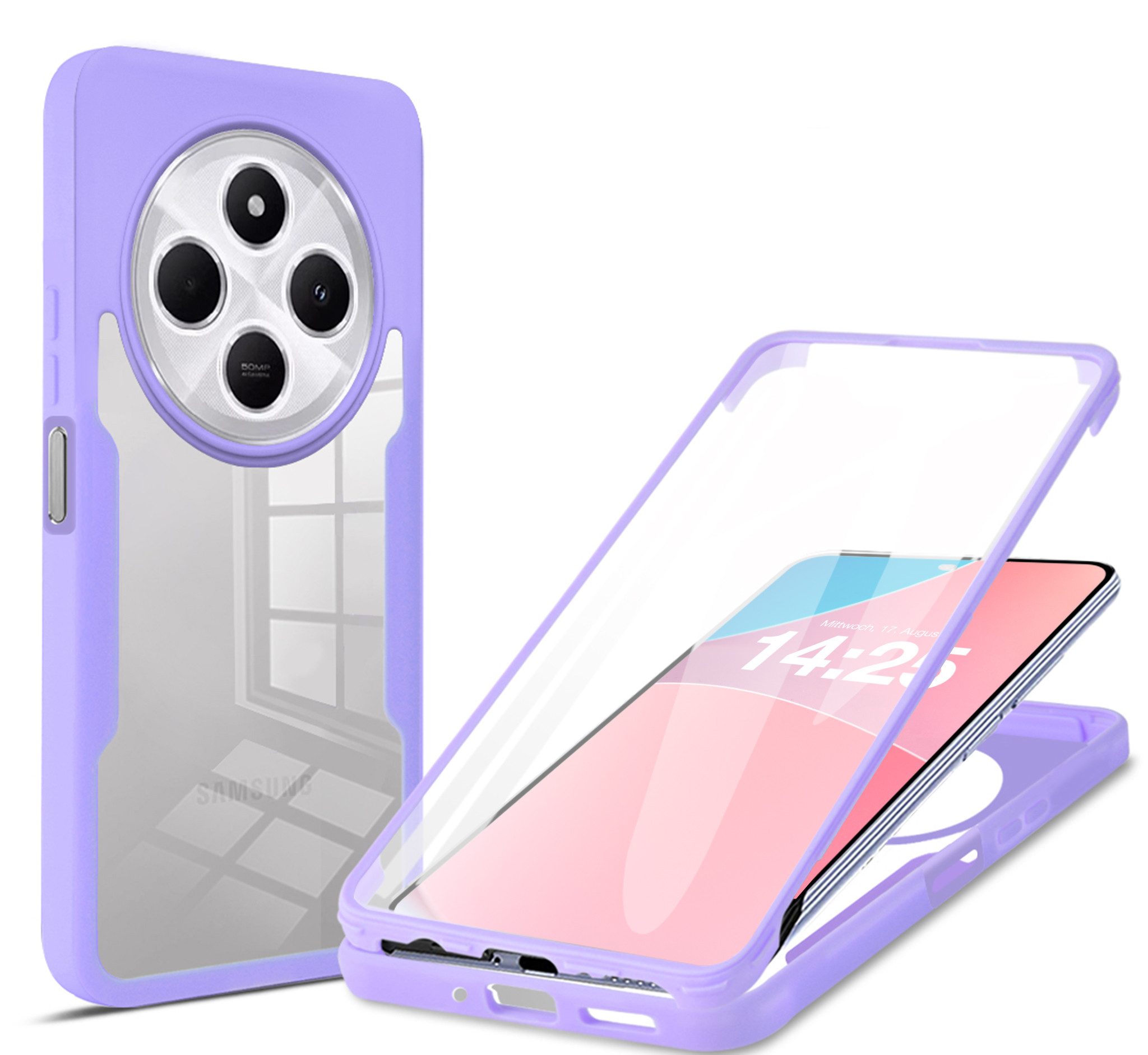 Tec-Expert Handyhülle 360 Grad Hülle für Xiaomi Redmi 14C 6.88 Zoll, 6.88, Rundum Schutz Cover Case Hülle robust