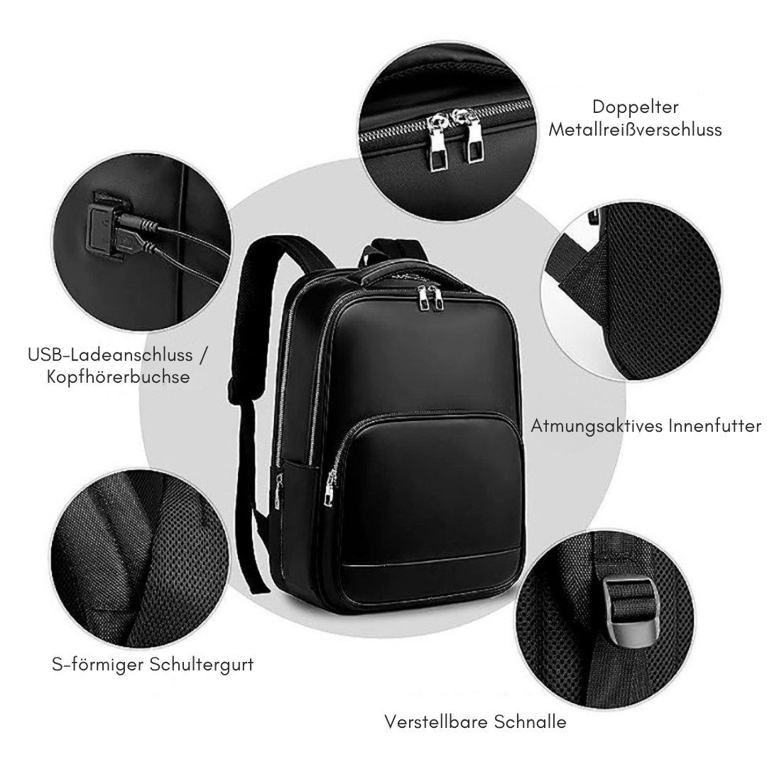 Diyarts Laptoptasche (Moderner Laptop-Rucksack, praktisch & angenehm zu tragen), integriertem USB-Ladeanschluss, Diebstahlschutz & großzügigem Stauraum