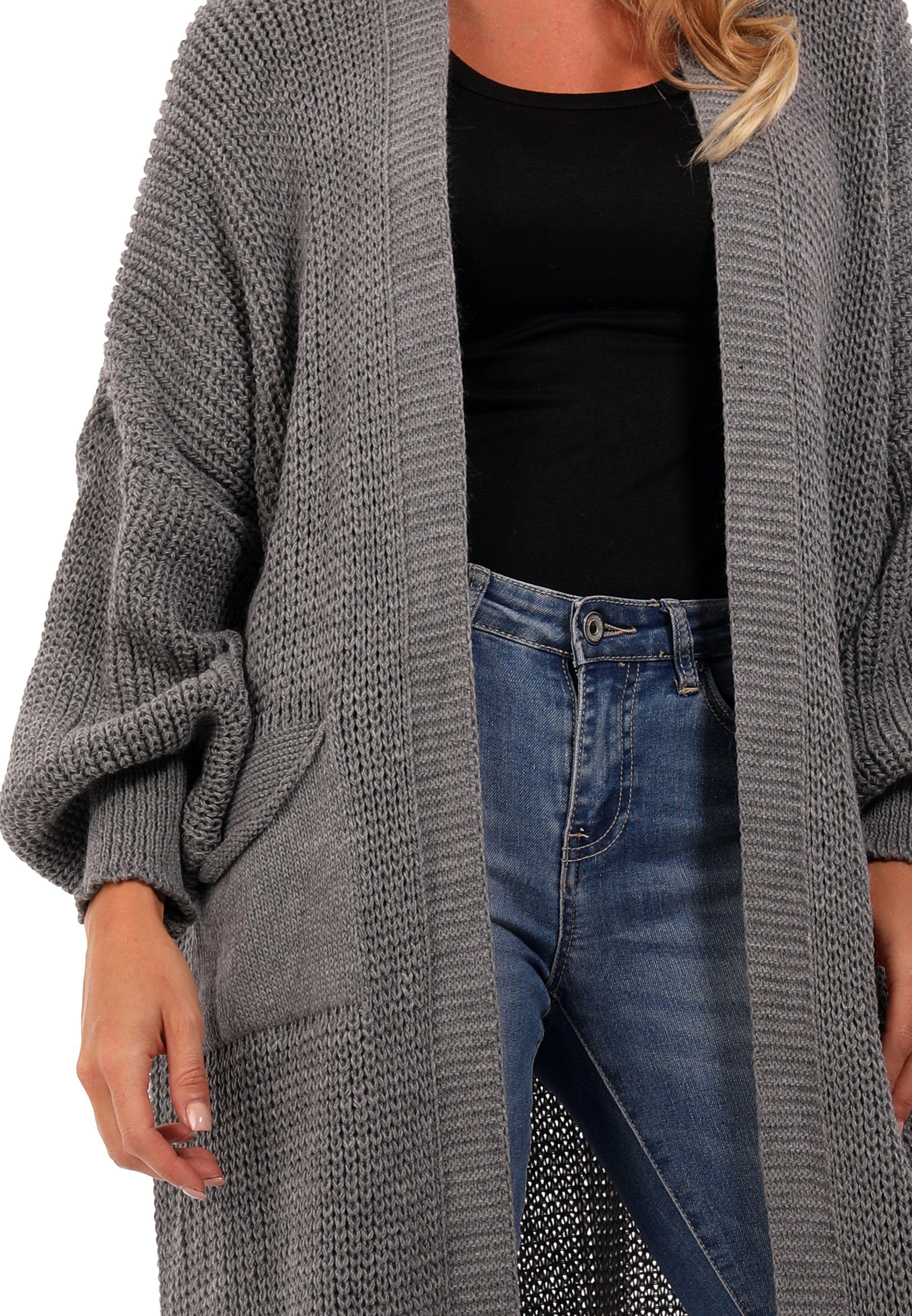 YC Fashion & Style Strickmantel Cardigan Strickjacke Casual verschlusslos Jacke One Size (1-tlg) Oversize Strickmantel mit Taschen