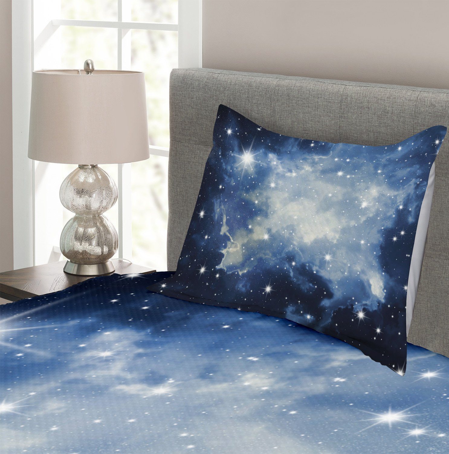 Konstellation Tagesdecke blau Set Galaxies Abakuhaus, mit Waschbar, Kissenbezügen