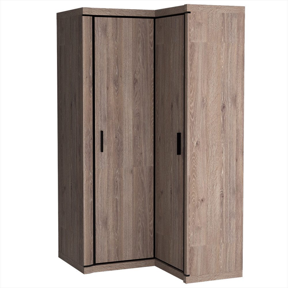 Lomadox Kleiderschrank DUNEDIN-161 Eckkleiderschrank, Trüffel Eiche