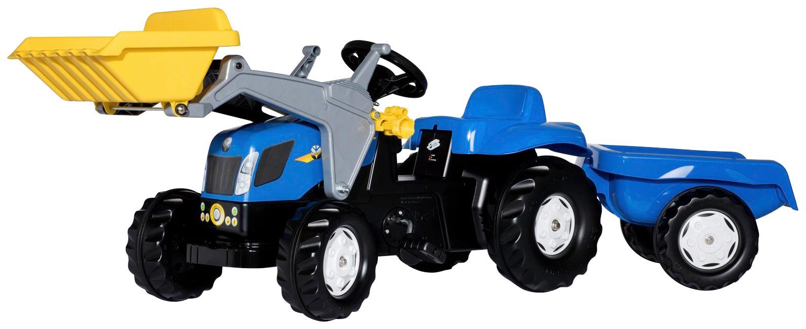 rolly toys® Tretfahrzeug NH T7040, Traktor mit Trailer und Lader