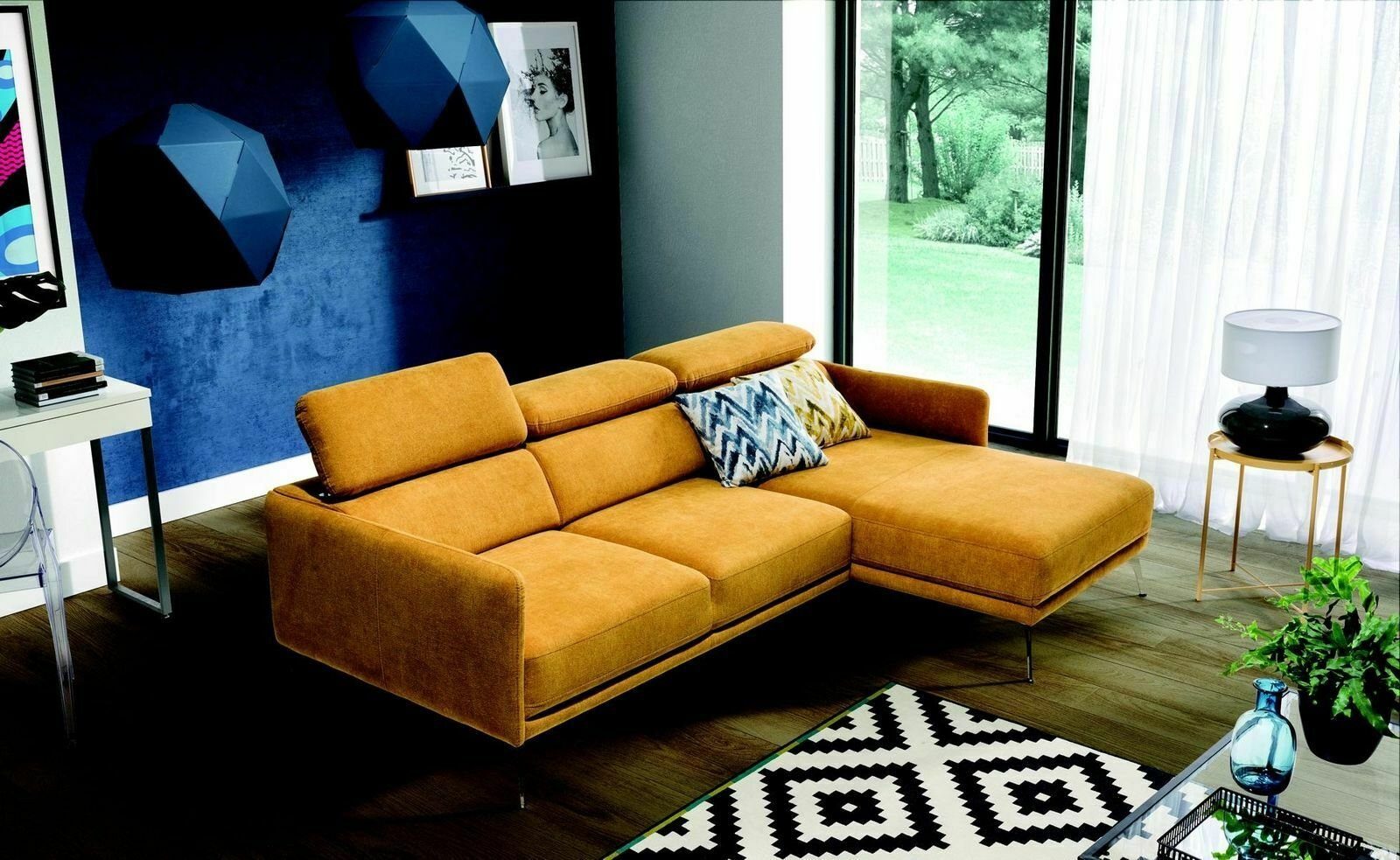 JVmoebel Ecksofa Designer Oranges Europe Ecksofa Wohnzimmer Couch Made Ecksofa, in PolsterTextil