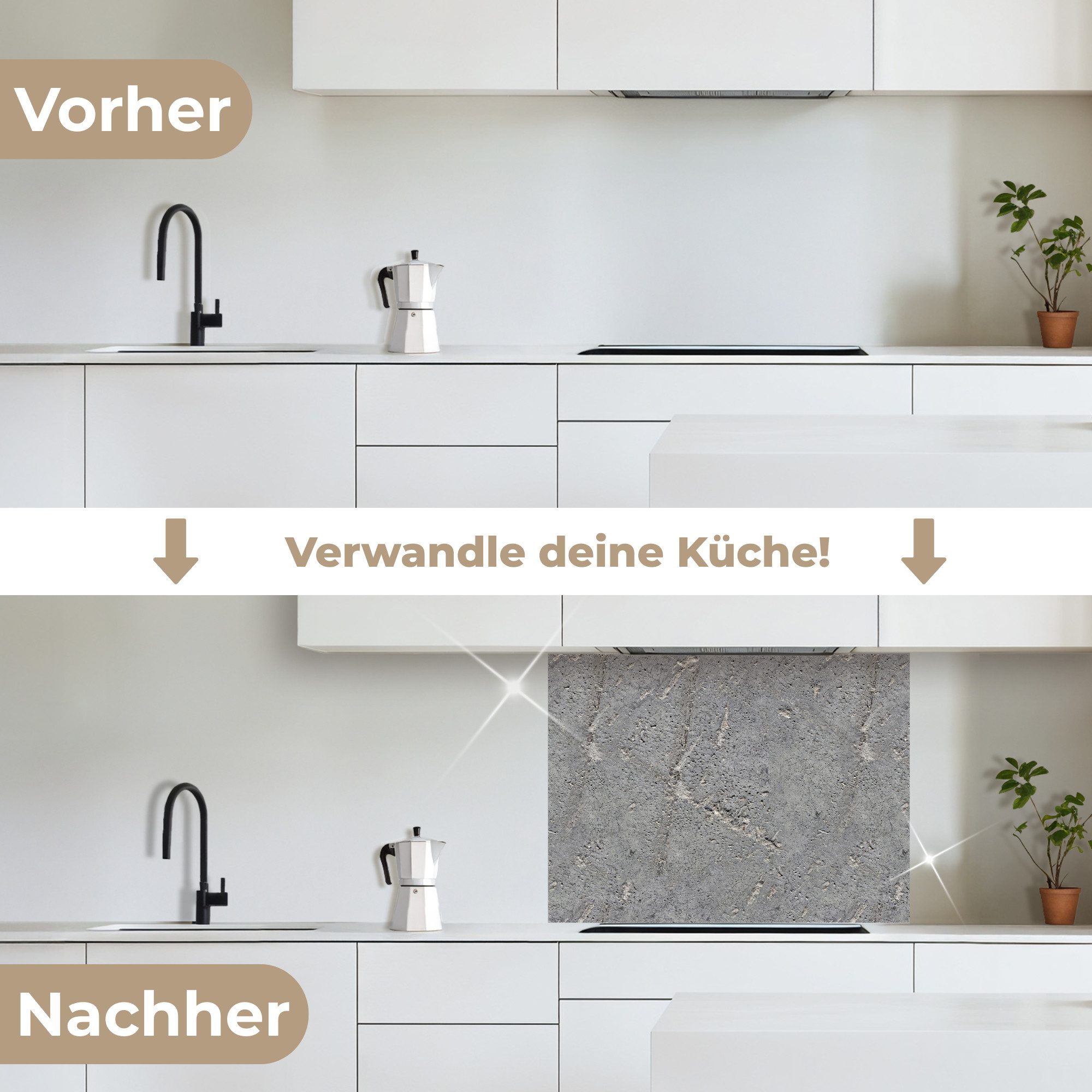 KitchenYeah Küchenrückwand selbstklebend Beton - Muster - Stein, (1-tlg), Spritzschutz, Küche, Rückwand, Küchenwand, Küchenfront, 80x60 cm