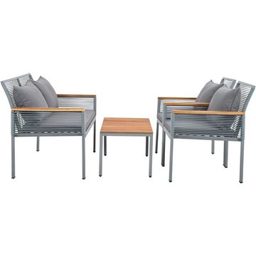 Fangqi Gartenlounge-Set Gartenmöbel Set mit bequemem Kissen,2 Sessel und Tisch Doppelsofa, (Doppelsofa, Outdoor, Rattan, Tisch und Stühle, grau)