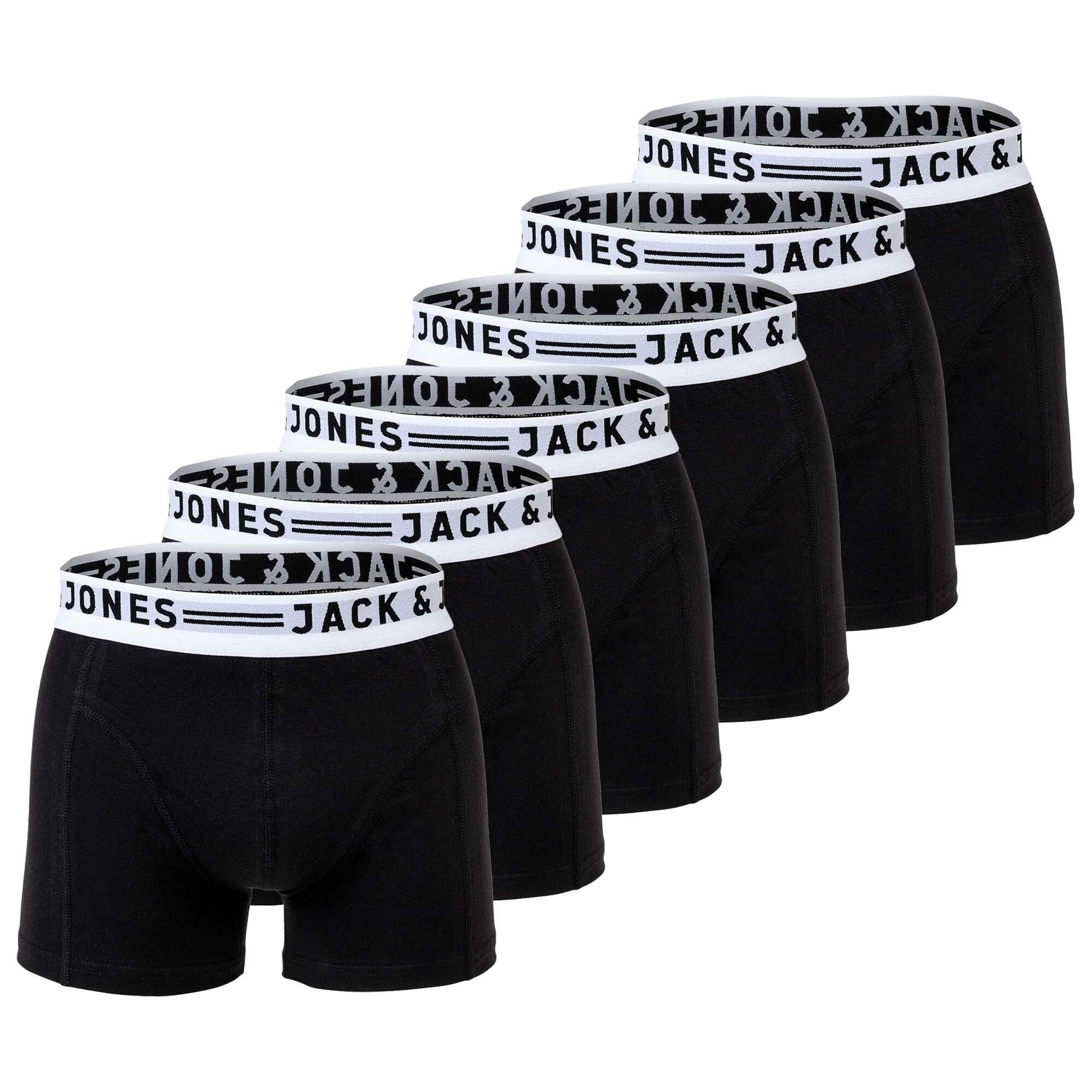 Boxer Jack SENSE Pack Jones & Herren Shorts, 6er Schwarz/Weiß TRUNKS Boxer -