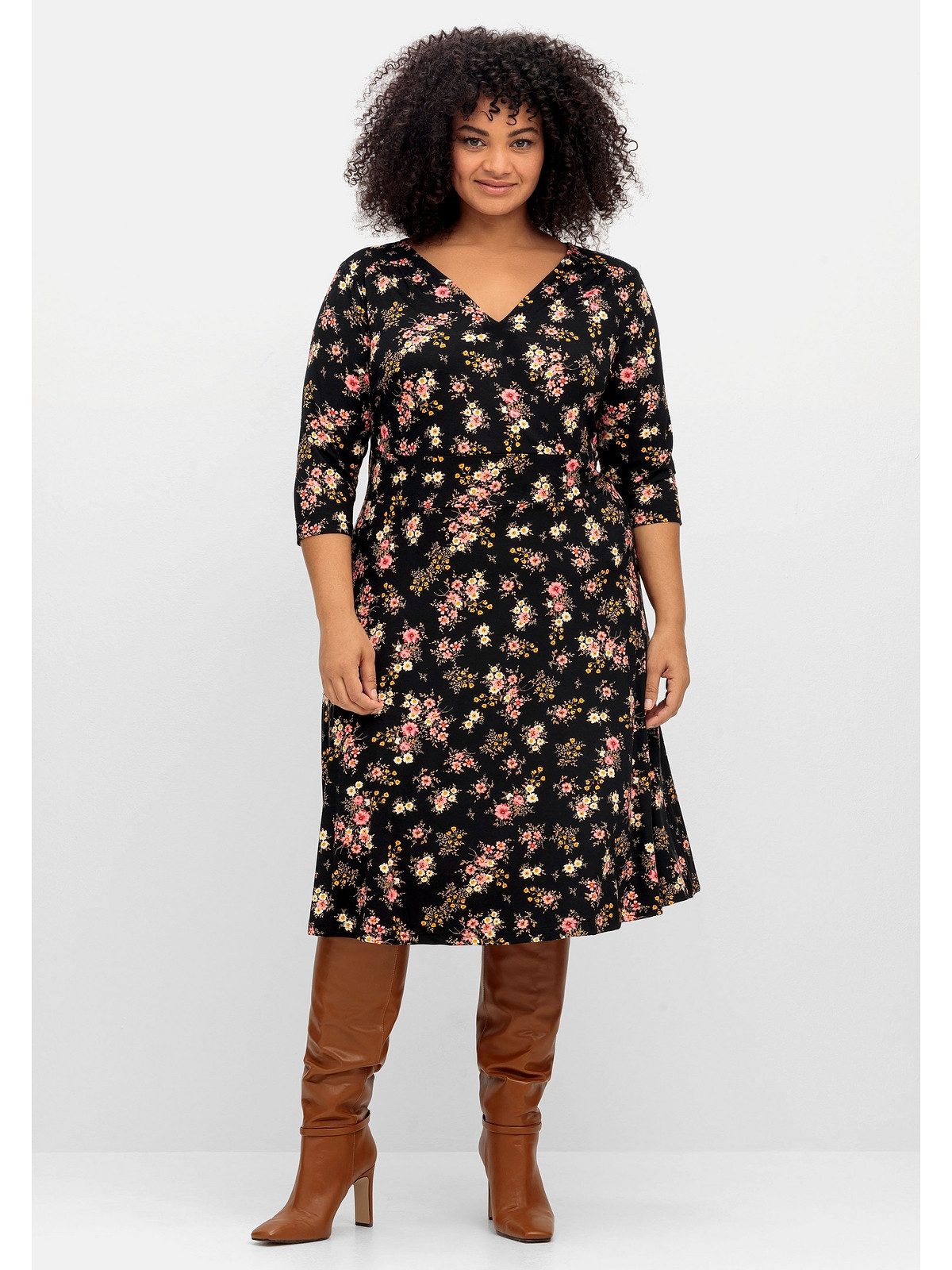 sheego by Joe Browns Jerseykleid Große Größen mit Blumendruck und ausgestelltem Rock