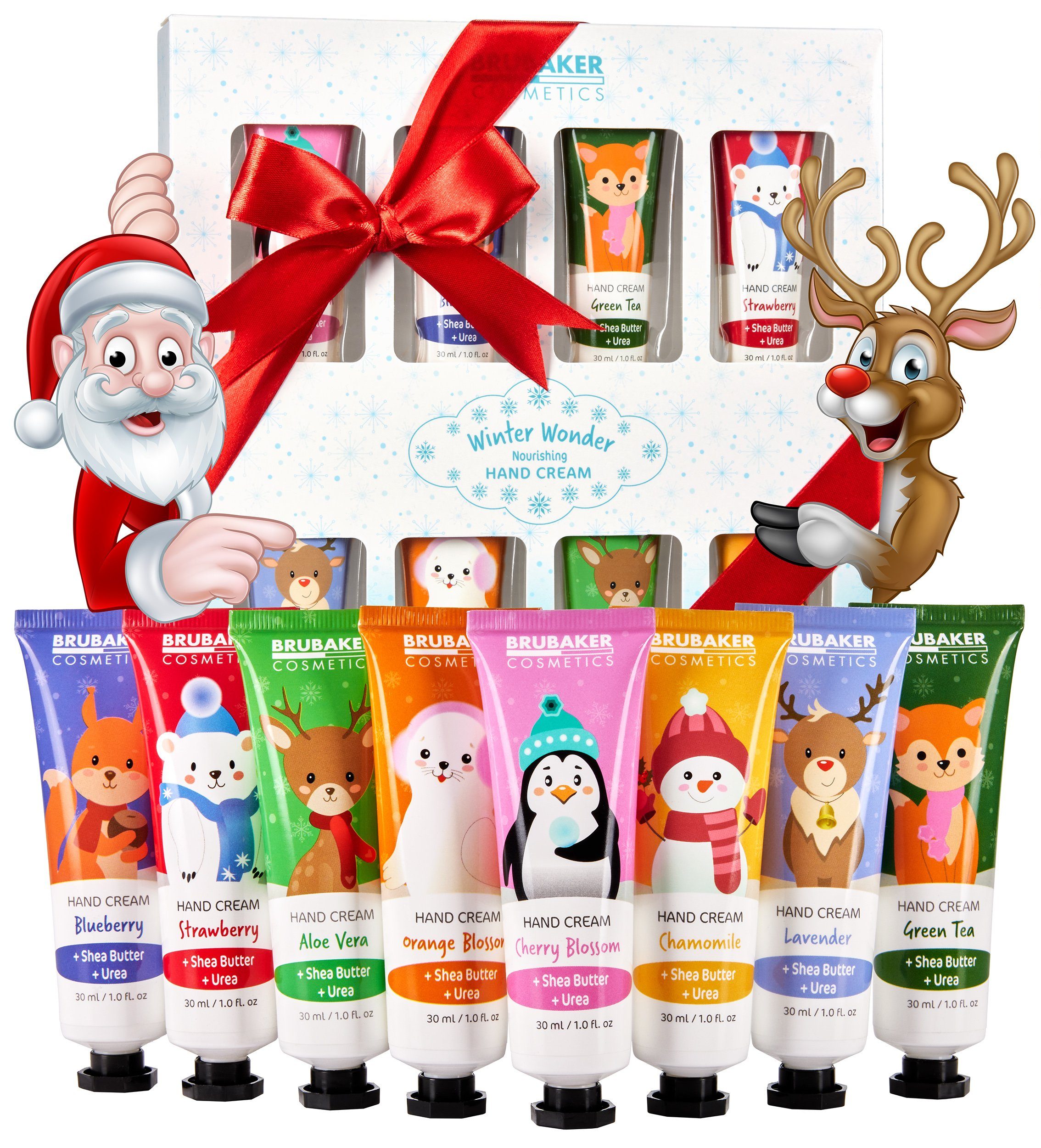 BRUBAKER Handcreme Pflegecreme Geschenkset Sheabutter Urea 8-tlg., feuchtigkeitsspendende Männer, Winter mit Geschenk Frauen Weihnachten Handpflege Edition Wonderland für und Set Handpflegecreme und