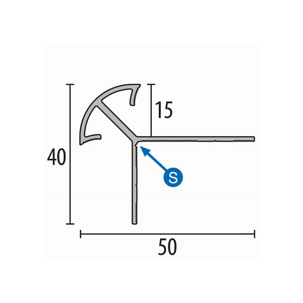 Küberit Treppenkantenprofil 40 x 50 x 2500 mm Winkelprofil Schwarz Gebohrt Aluminium