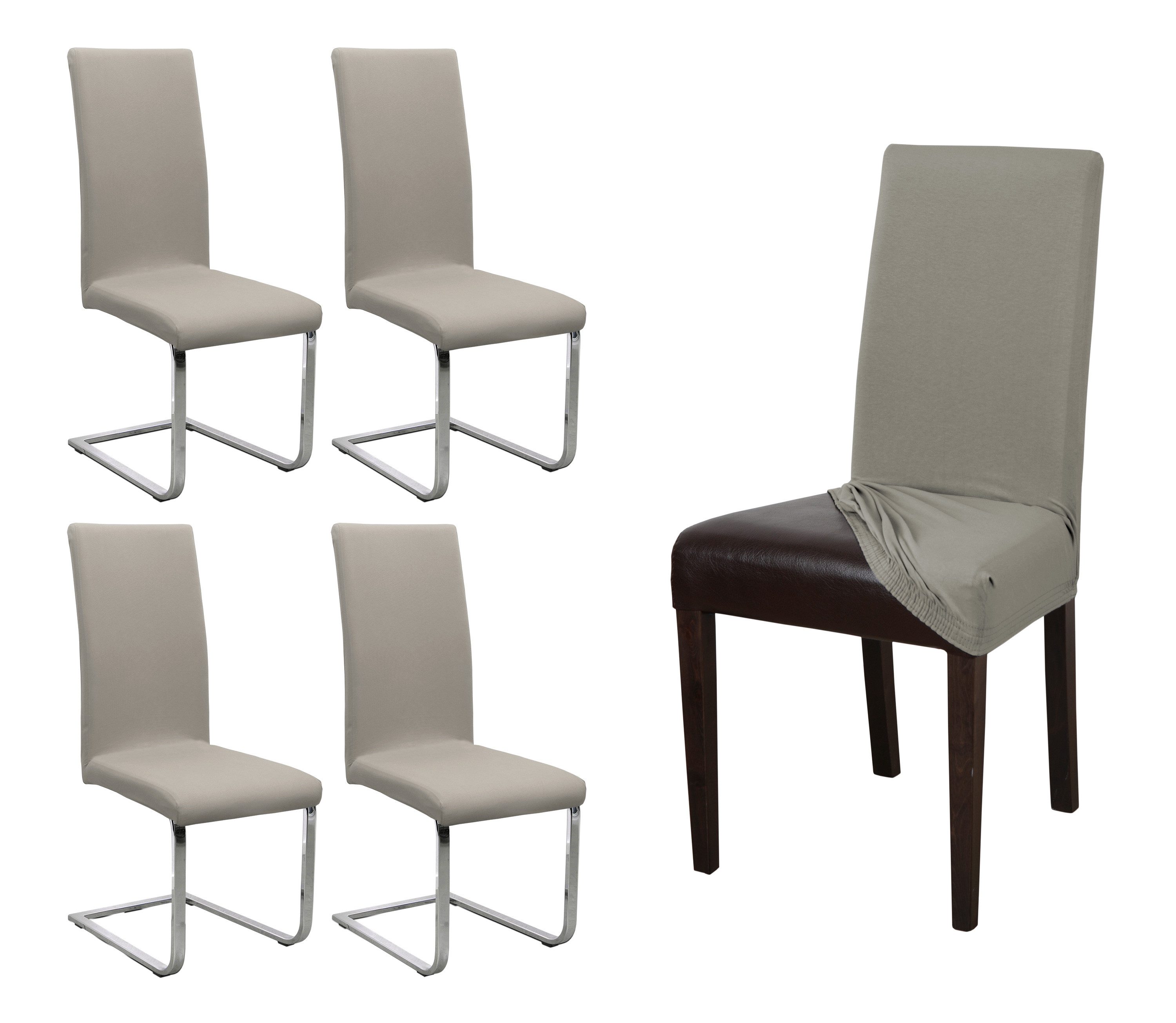 Beautex Stuhlhusse Jersey Baumwolle elastisch für Stühle und Schwingstühle 2er Set