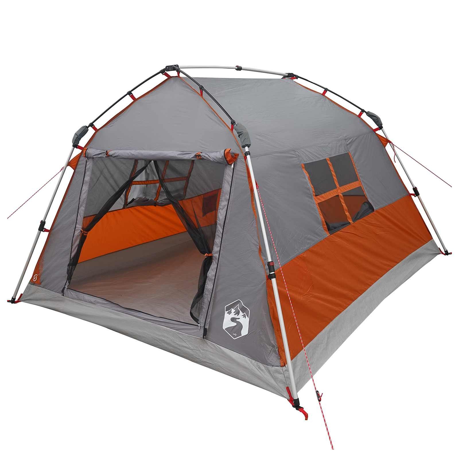 Kuppelzelt Schnellzelt wasserdicht 3 Personen Grau und Orange