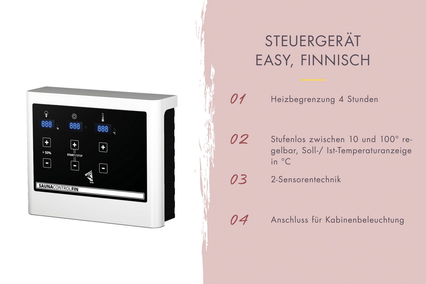 Thumbnail - Karibu Sauna Sanna 2, BxTxH: 236 x 184 x 209 cm, 40 mm, (Set) 9-kW-Ofen mit externer Steuerung