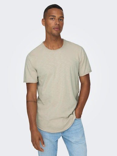ONLY & SONS Rundhalsshirt ONSBENNE LONGY SS TEE NF 7822 NOOS silver lining