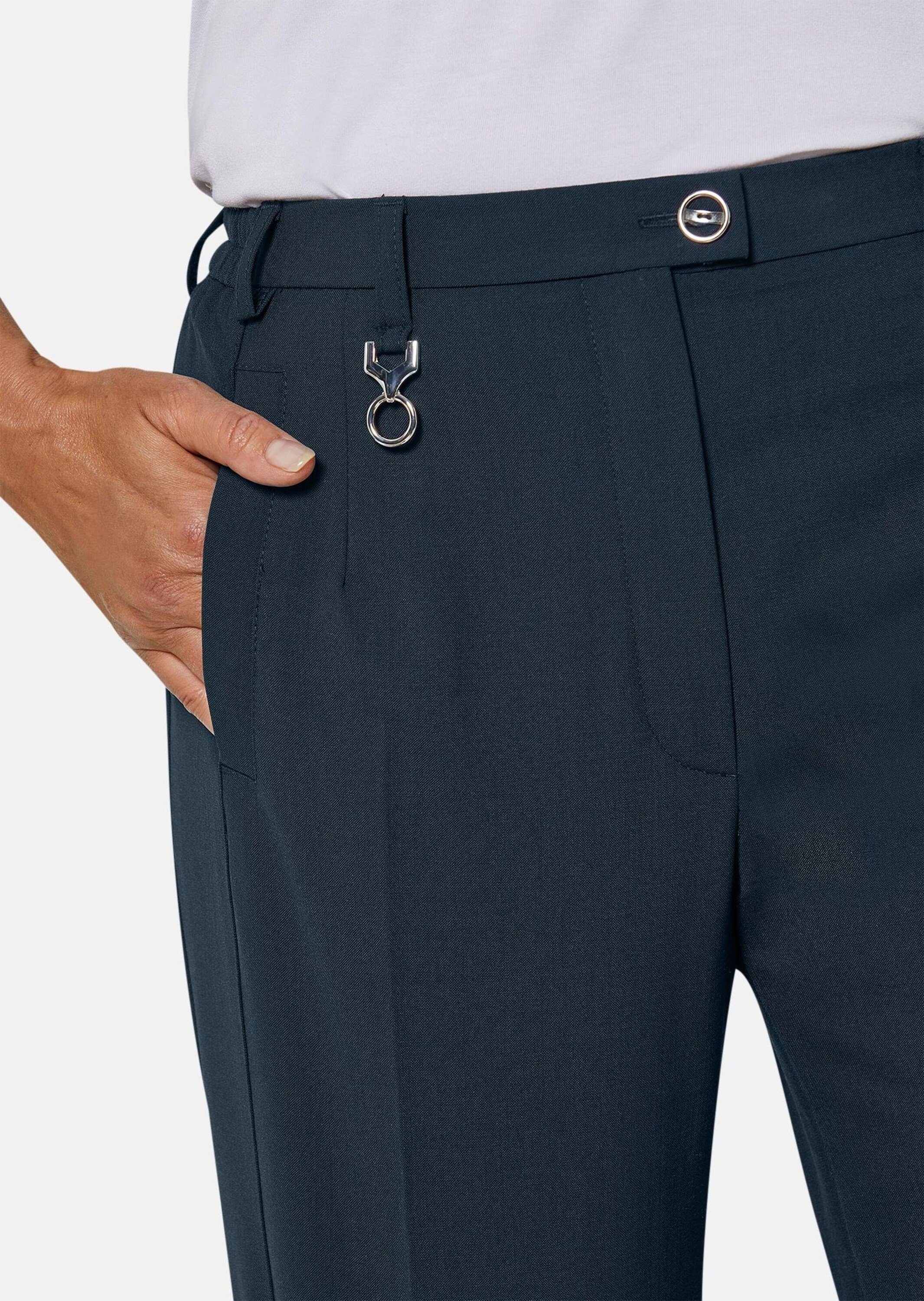 GOLDNER Stoffhose Elegante Stretchhose mit Bügelfalten Klassische Wollhose mit Teil-Dehnbund, Taschen und Knöchellänge