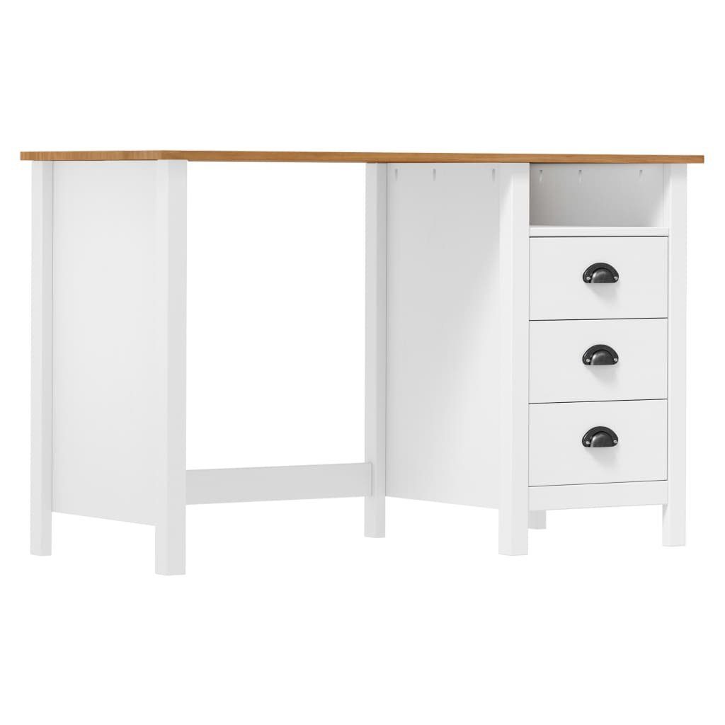 vidaXL Schreibtisch Schreibtisch Hill mit 3 Schubladen 120x50x74 cm Kiefernholz Weiß und braun | Weiß und braun