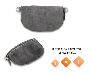 Adel Bags Gürteltasche SUEDE Bauchtasche für Damen aus echtem Wildleder, Dunkelgrau