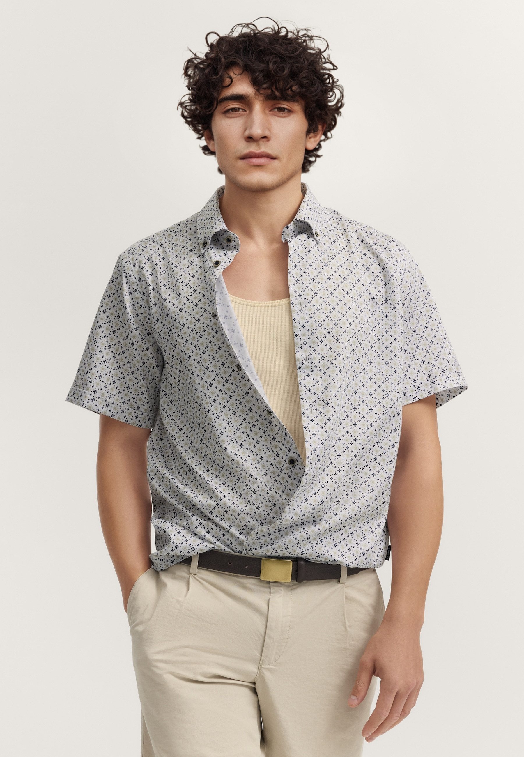 bugatti Kurzarmhemd elegant mit Allover-Muster