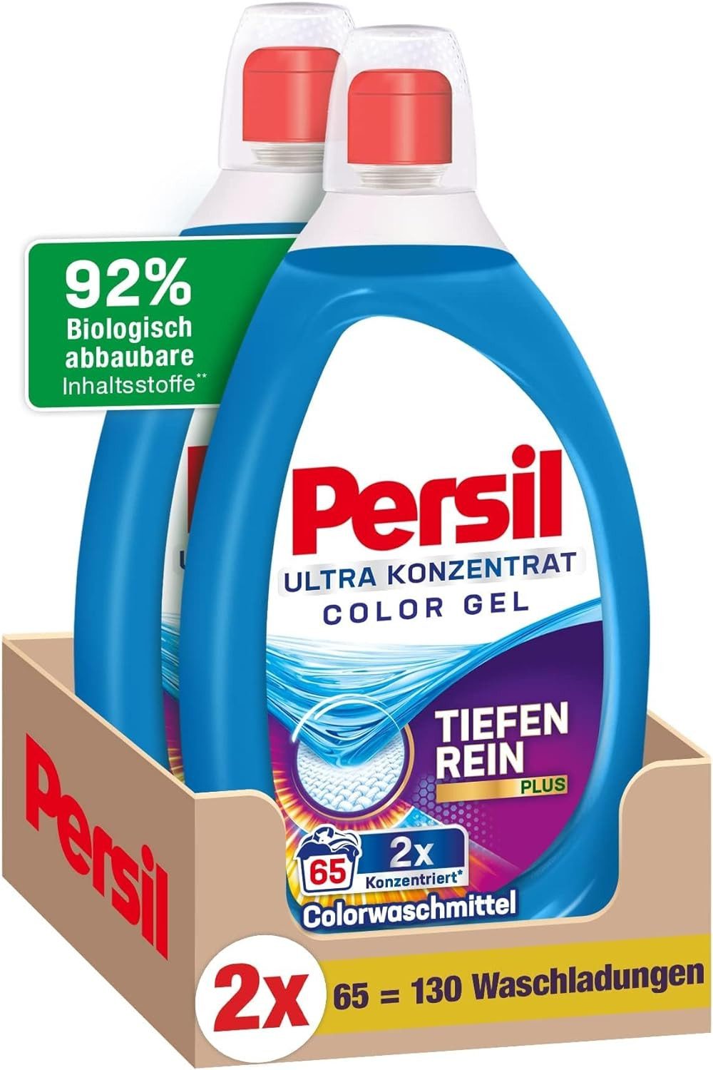 Persil Ultra Konzentrat Colorwaschmittel (Spar-Pack, [2-St. mit Tiefenrein-Plus Technologie gegen hartnäckigste Flecken (2 x 65 Waschladungen)