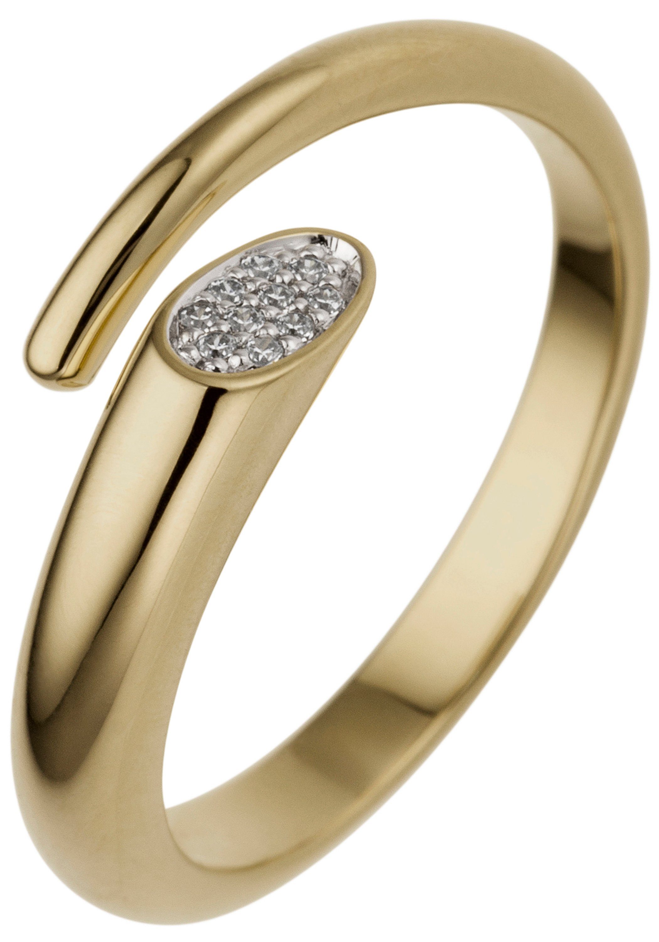JOBO Gold 585 Diamanten 10 offen mit Fingerring,