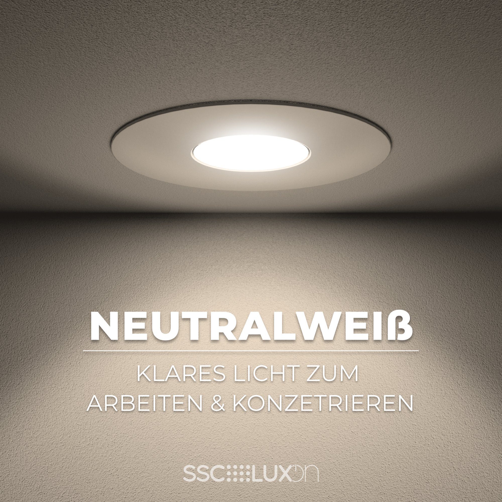 LED 230V, fourSTEP weiss mit SSC-LUXon schwenkbar Einbauspot Neutralweiß Außen-Deckenleuchte flacher IP65 YOKU